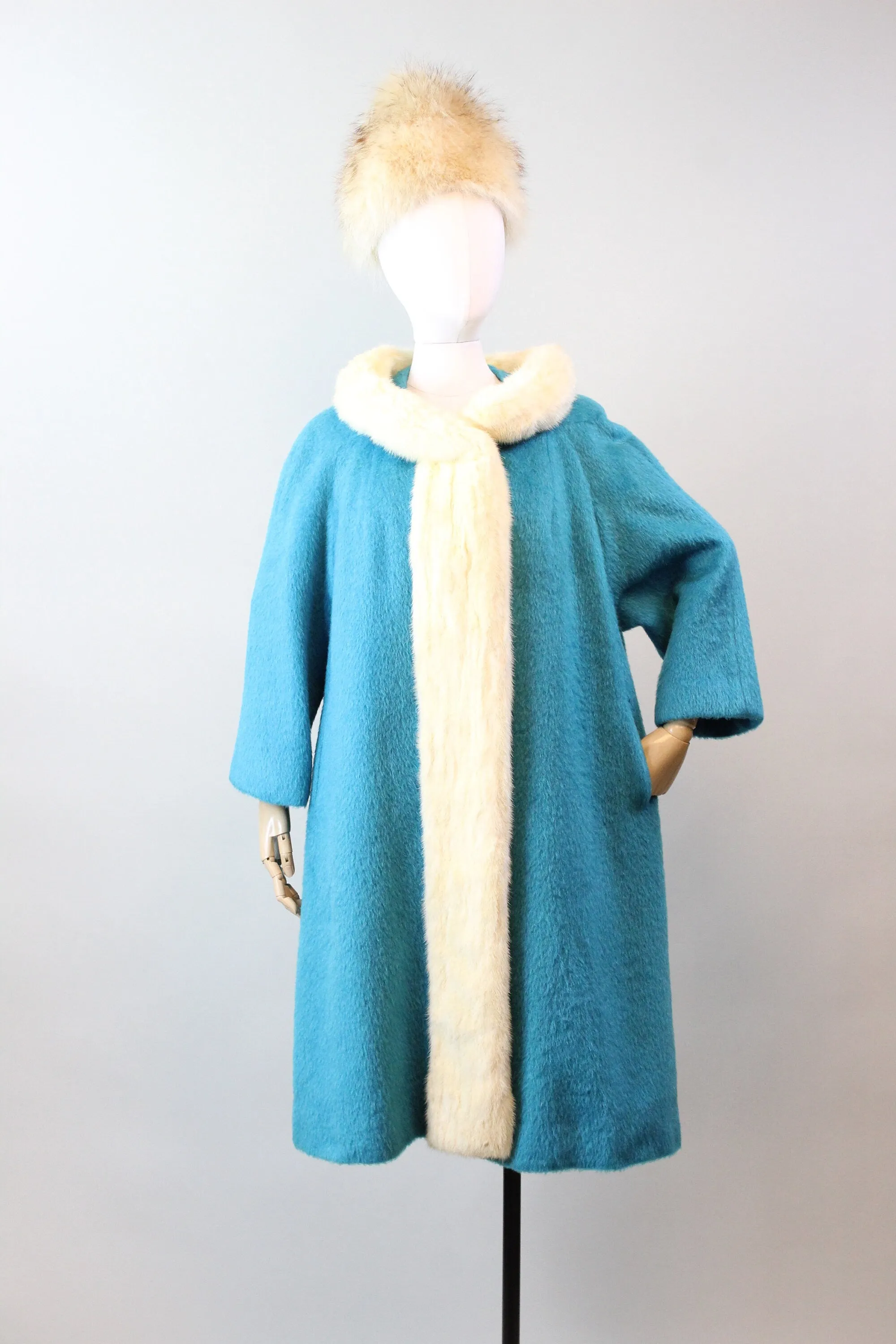 1960s 1963 documented LILLI ANN mink fur mohair coat large | new winter