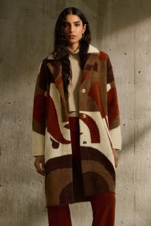 ABSTRACT PRINT KNIT COAT