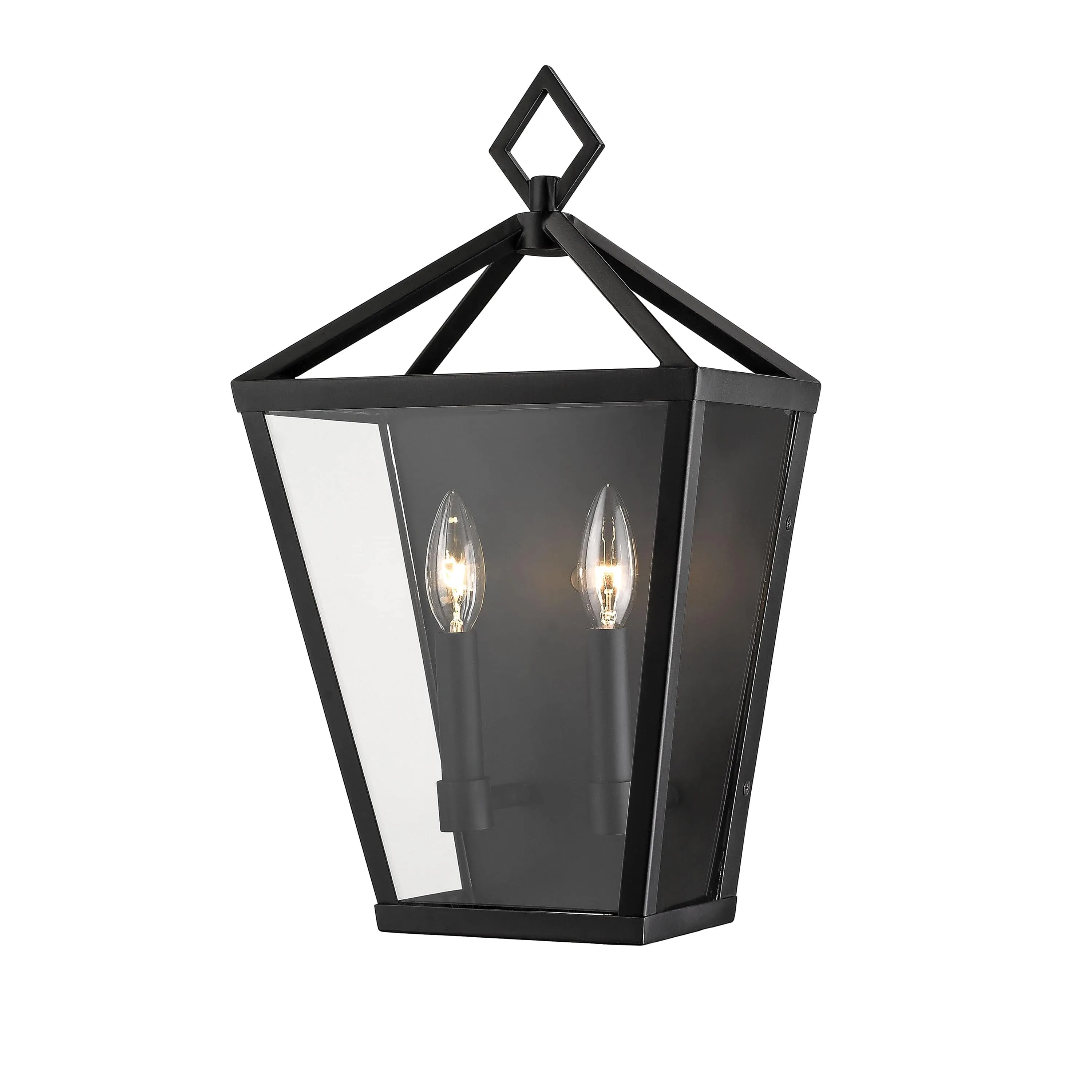 Arnold Outdoor Wall Sconce - Powder Coat Black - Clear Glass - 6.5in. Extension - E12 Candelabra Base