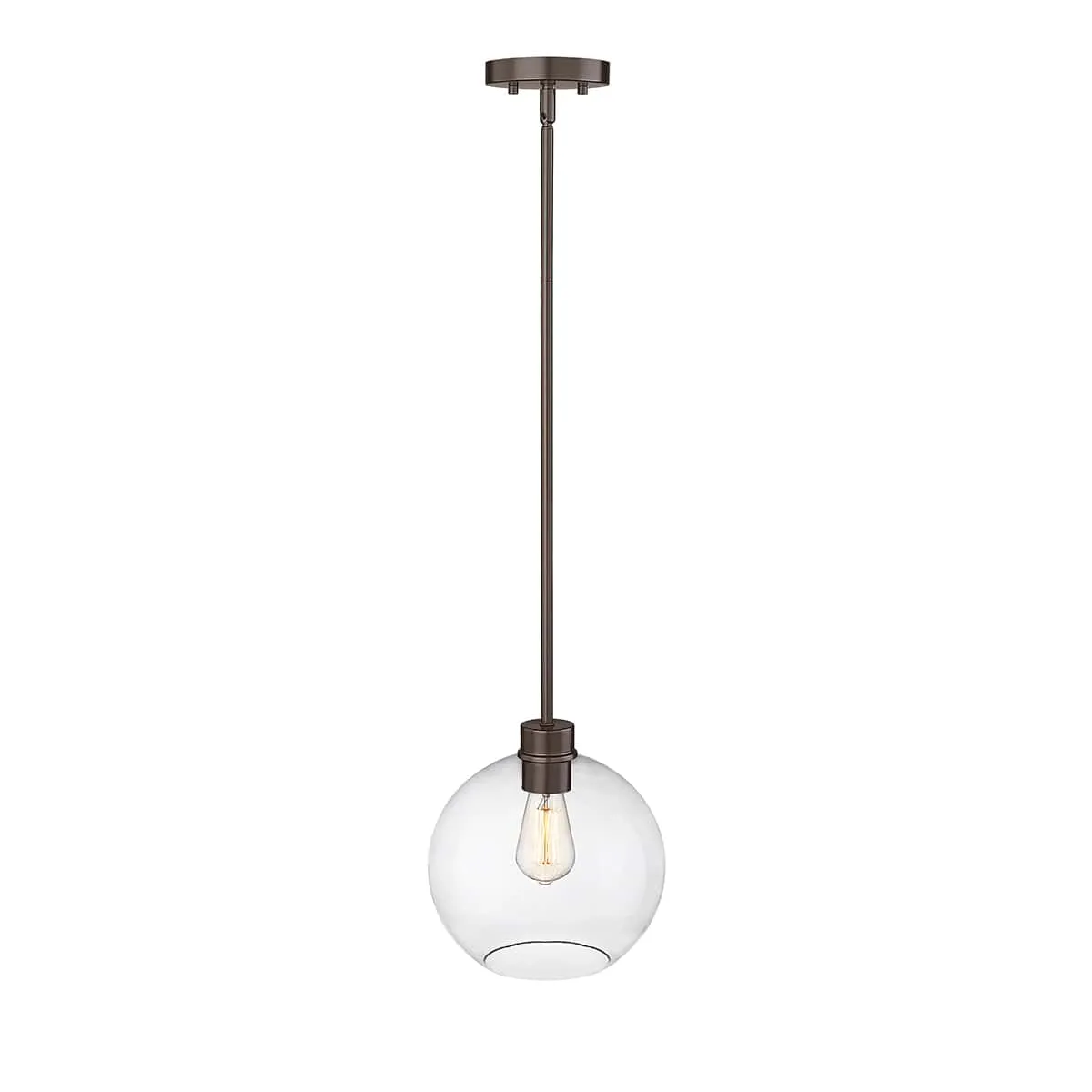 Basin Outdoor Hanging Lantern - Powder Coat Bronze - Clear Glass - 11in. Diameter - E26 Medium Base