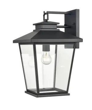 Bellmon Outdoor Wall Sconce - Powder Coat Black - Clear Glass - 11.75in. Extension - E26 Medium Base