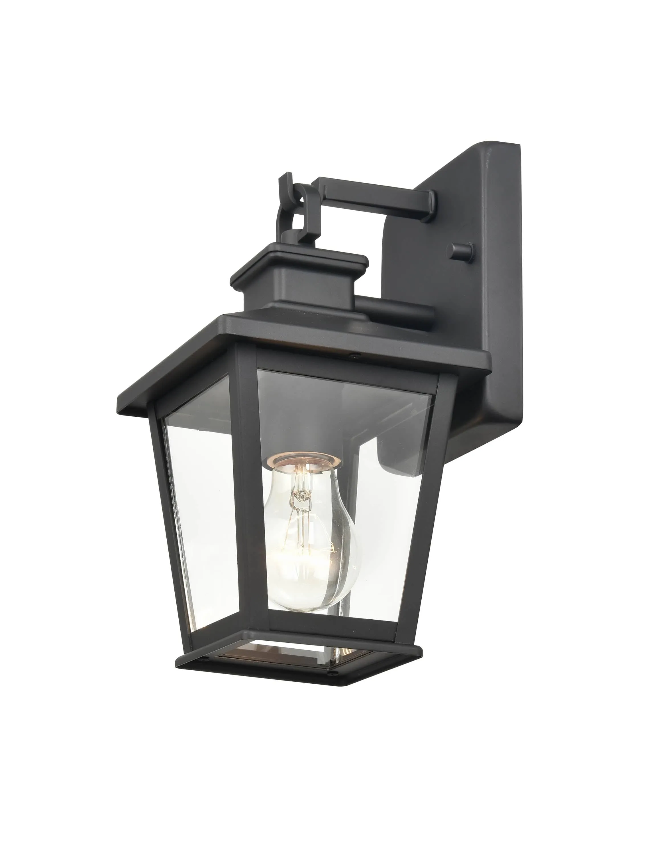 Bellmon Outdoor Wall Sconce - Powder Coat Black - Clear Glass - 6.25in. Extension - E26 Medium Base