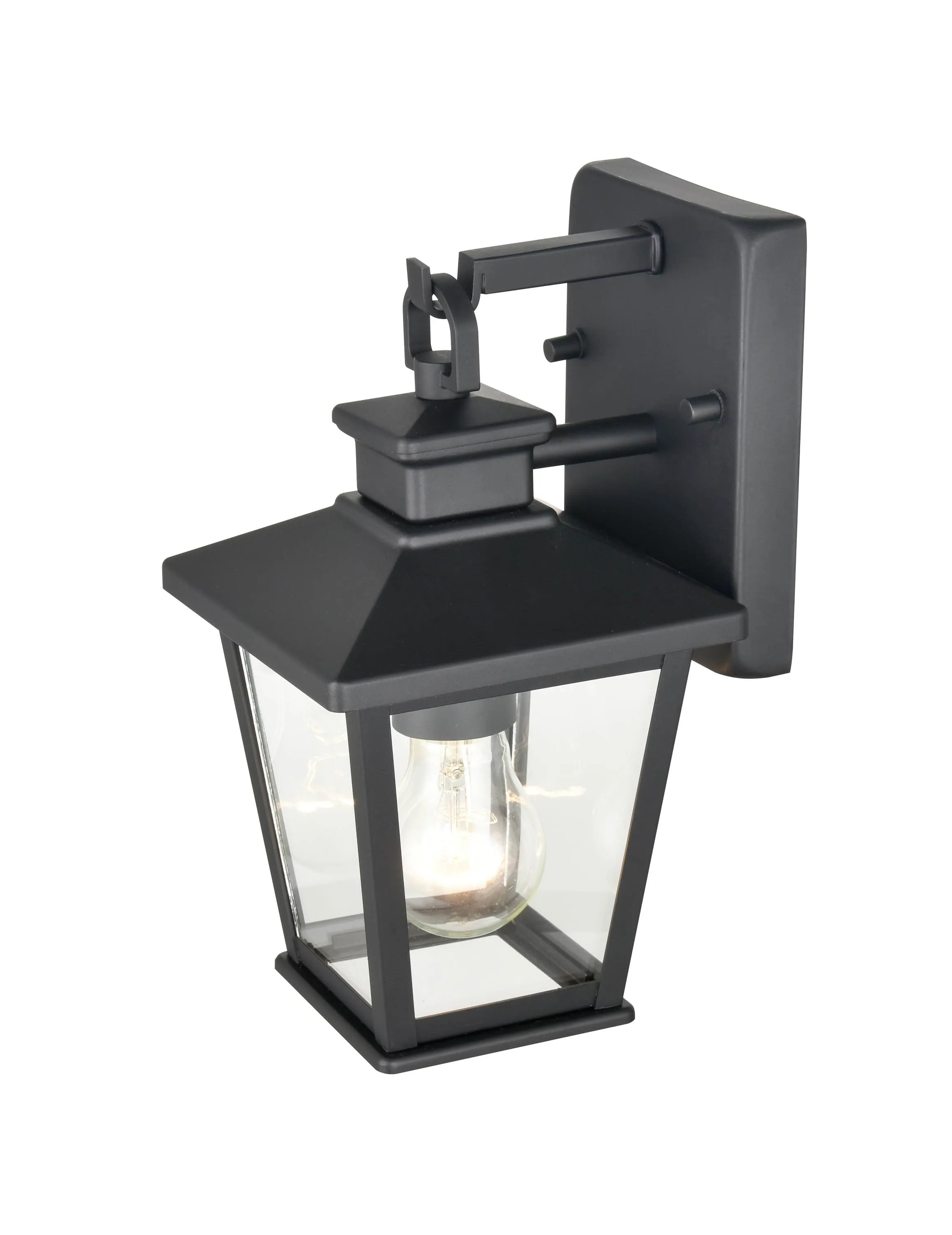 Bellmon Outdoor Wall Sconce - Powder Coat Black - Clear Glass - 6.25in. Extension - E26 Medium Base