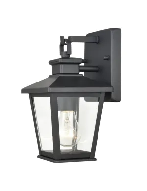 Bellmon Outdoor Wall Sconce - Powder Coat Black - Clear Glass - 6.25in. Extension - E26 Medium Base