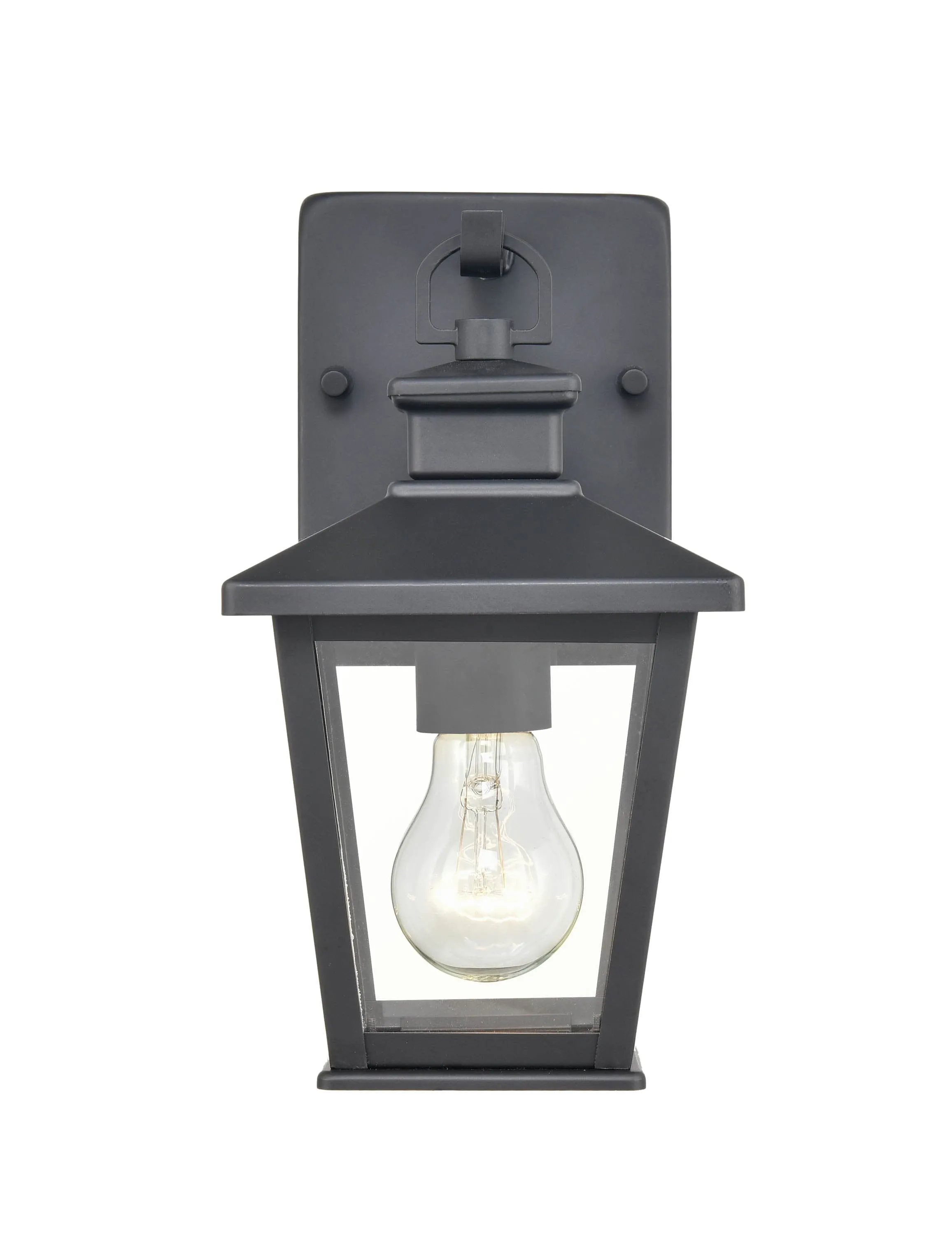 Bellmon Outdoor Wall Sconce - Powder Coat Black - Clear Glass - 6.25in. Extension - E26 Medium Base