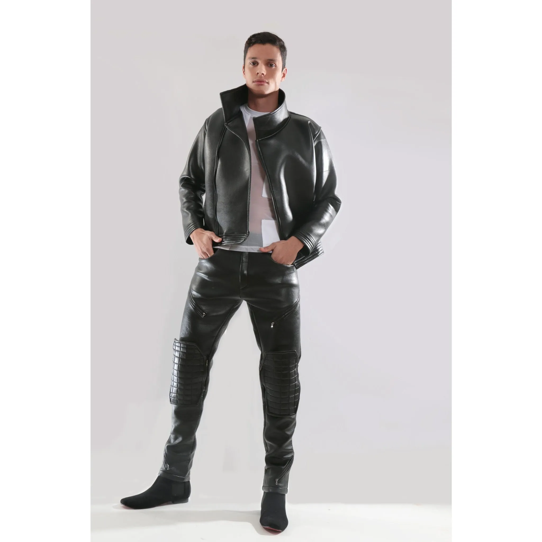 Black Synthetic Leather Jacket