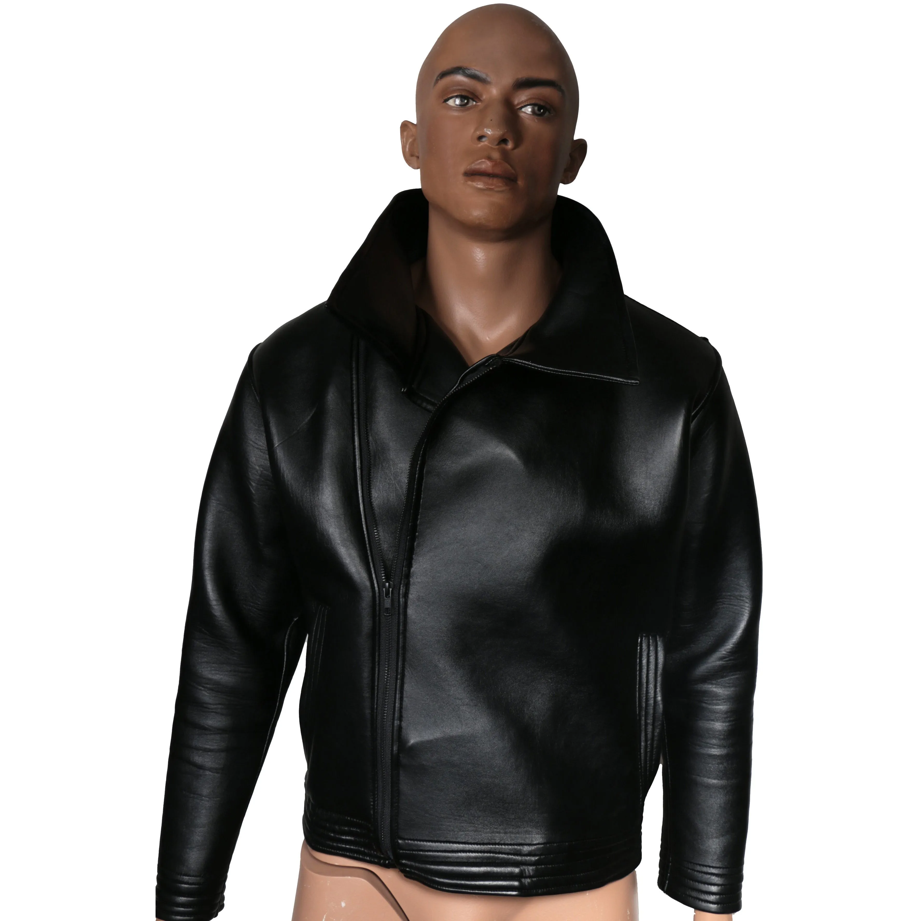 Black Synthetic Leather Jacket