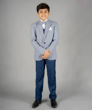 Blue Checked Coat Suit for Boys for Party