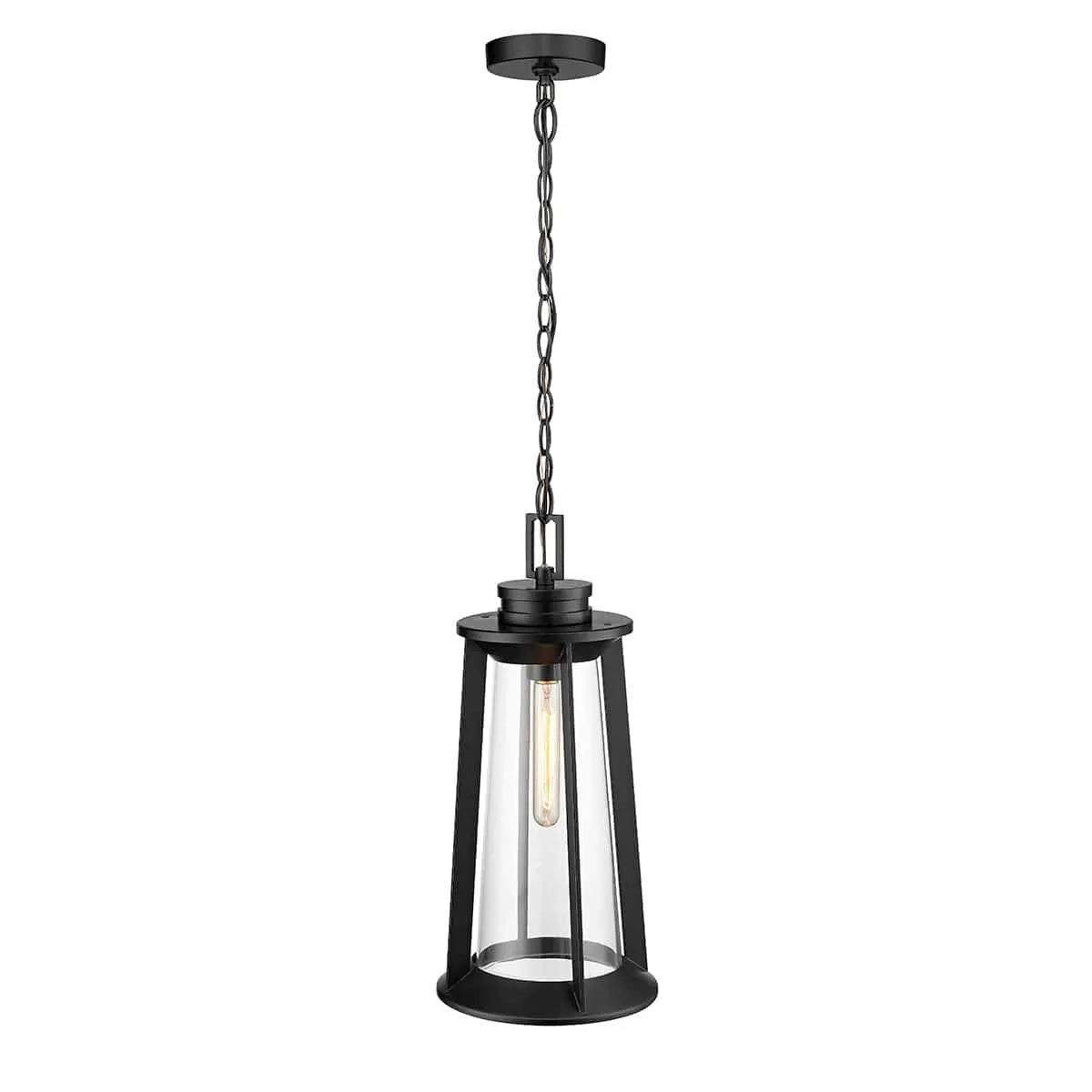 Bolling Outdoor Hanging Lantern - Powder Coat Black - Clear Glass - 9.5in. Diameter - E26 Medium Base