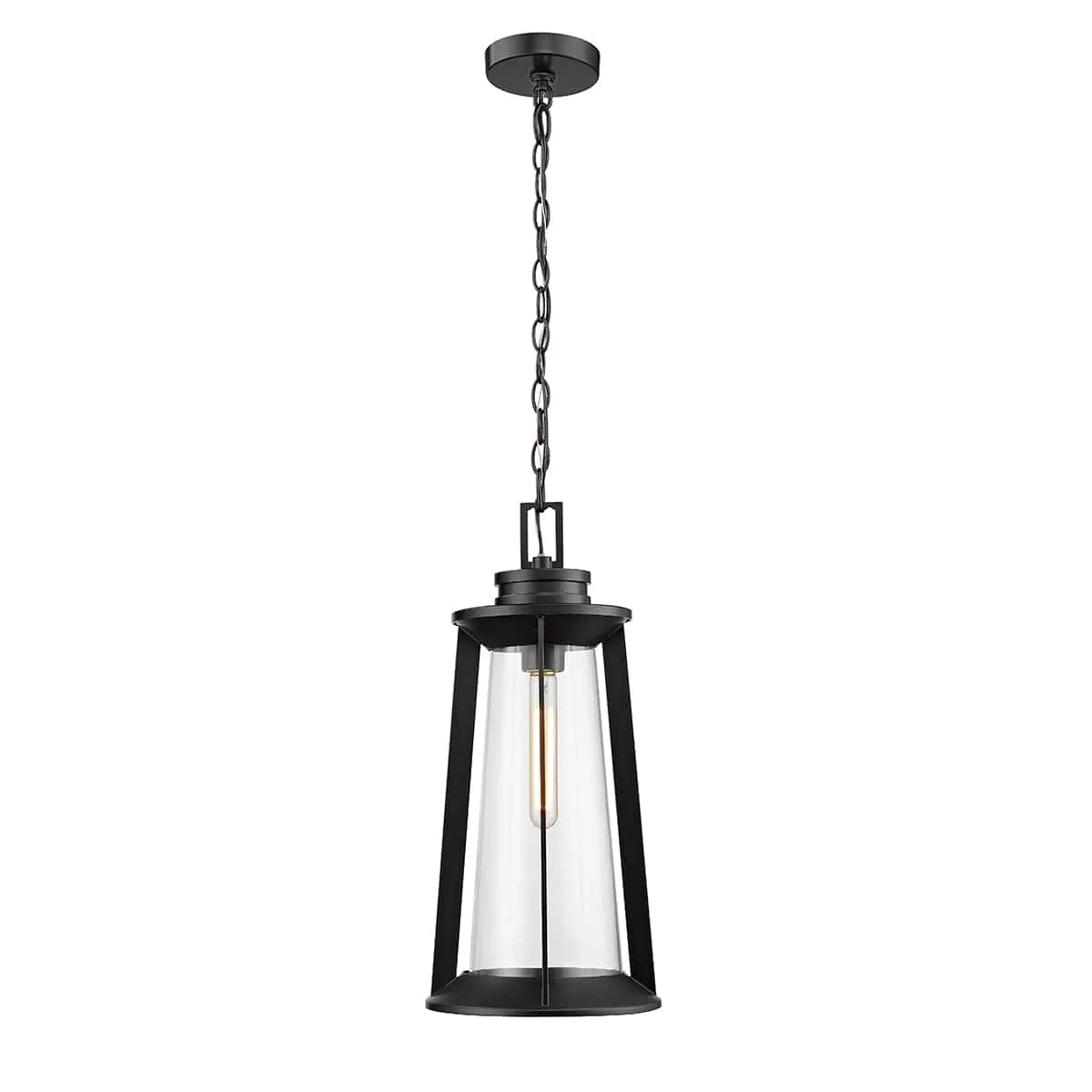 Bolling Outdoor Hanging Lantern - Powder Coat Black - Clear Glass - 9.5in. Diameter - E26 Medium Base