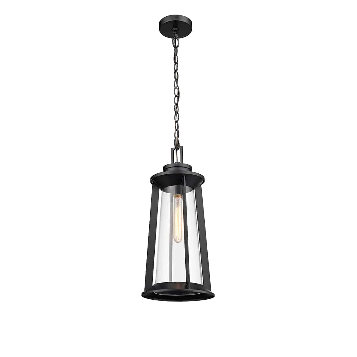 Bolling Outdoor Hanging Lantern - Powder Coat Black - Clear Glass - 9.5in. Diameter - E26 Medium Base