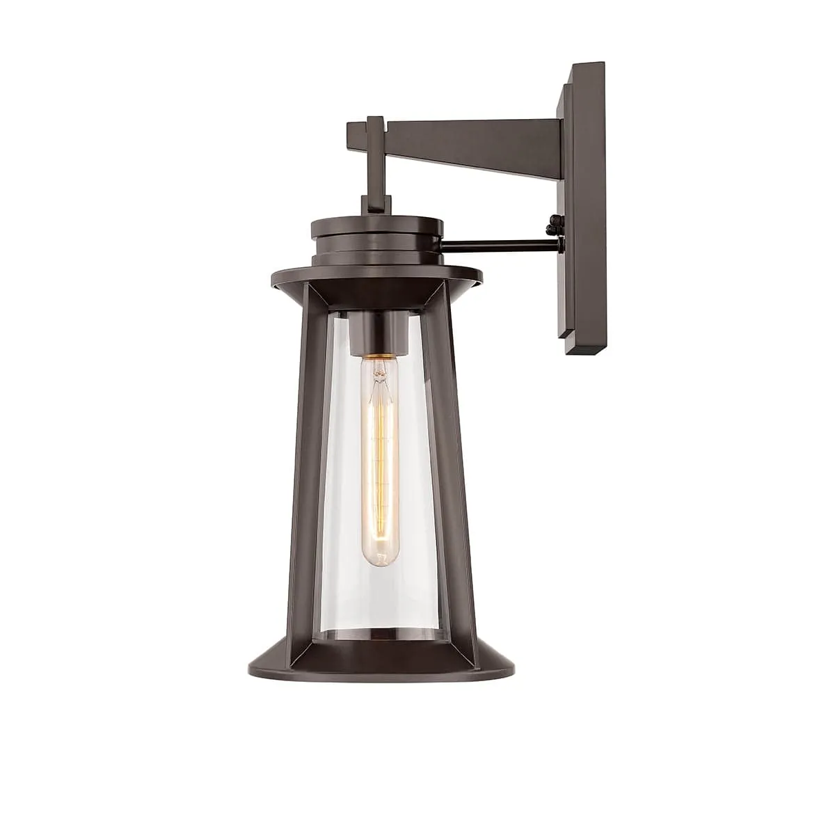 Bolling Outdoor Wall Sconce - Powder Coat Bronze - Clear Glass - 10.75in Extension - E26 Medium Base