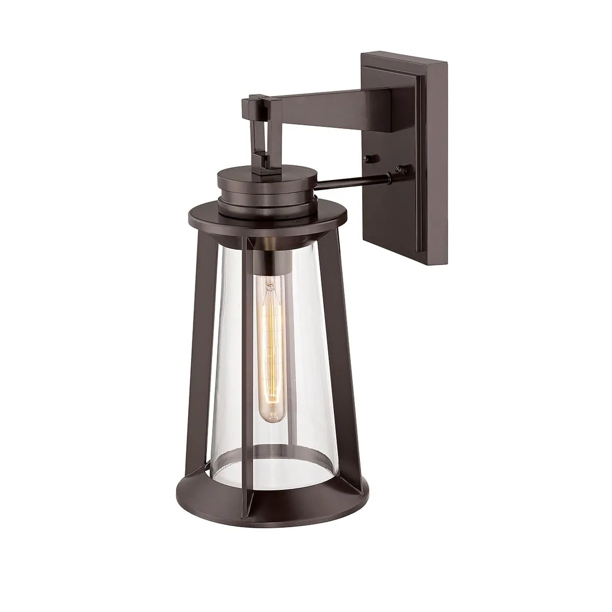 Bolling Outdoor Wall Sconce - Powder Coat Bronze - Clear Glass - 10.75in Extension - E26 Medium Base