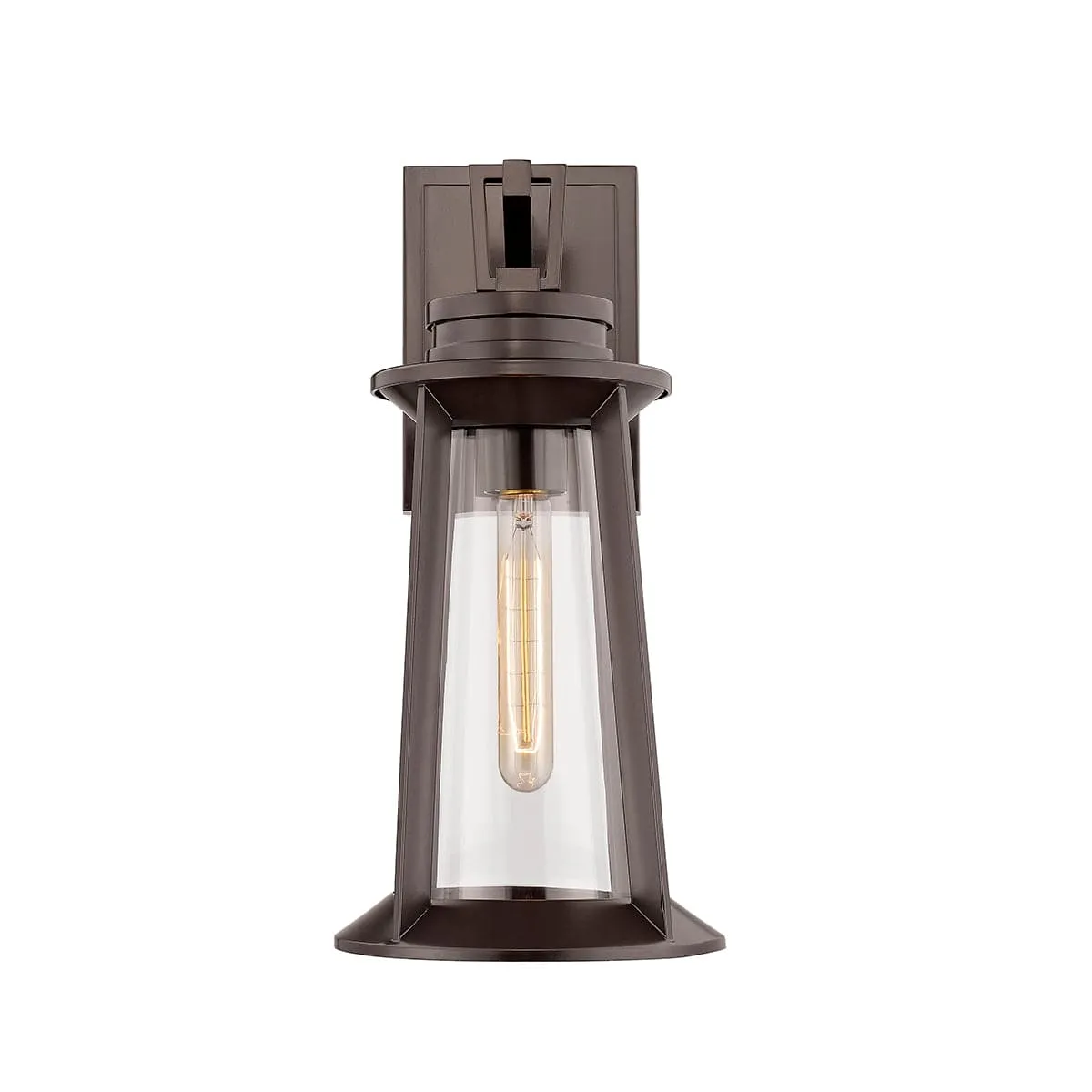 Bolling Outdoor Wall Sconce - Powder Coat Bronze - Clear Glass - 10.75in Extension - E26 Medium Base