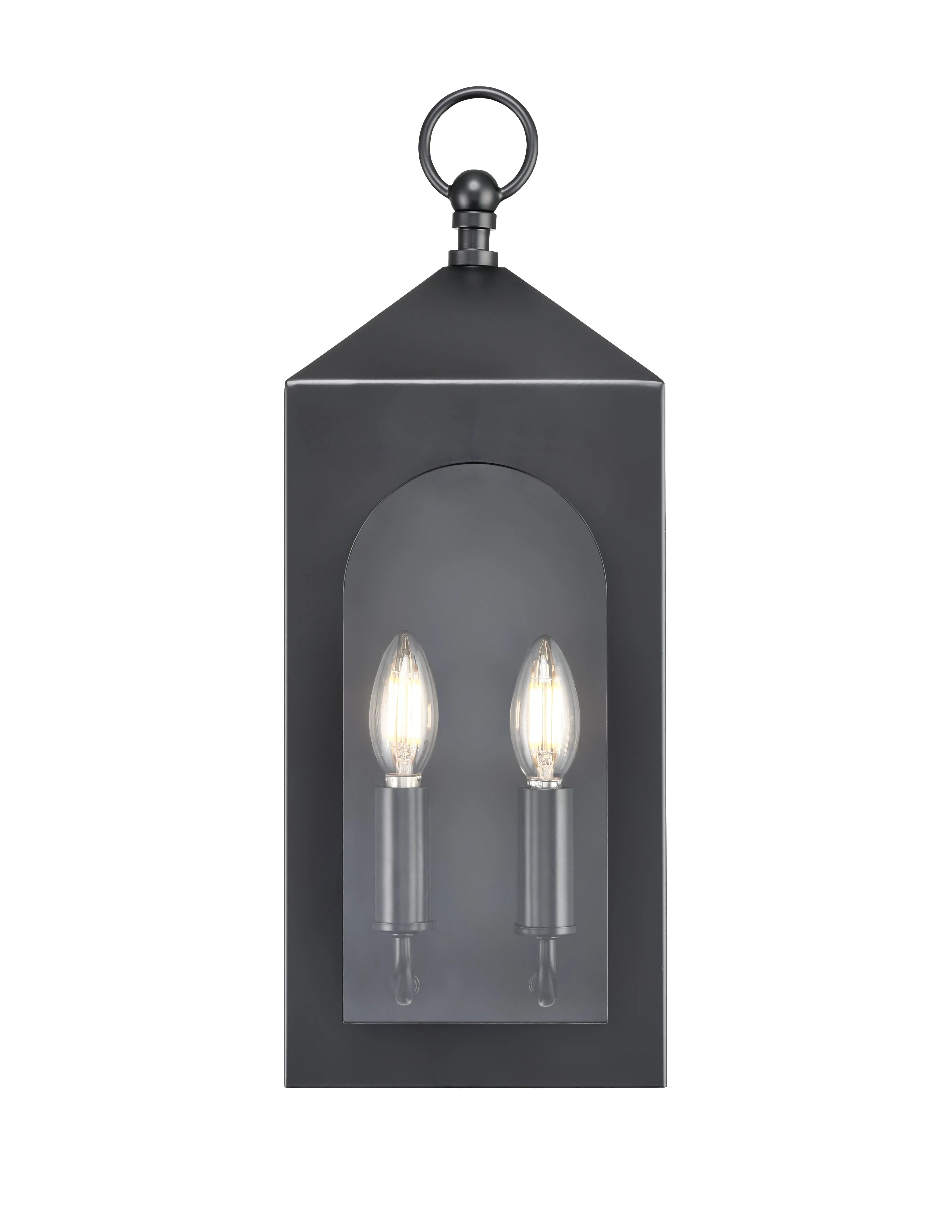 Bratton Outdoor Wall Sconce - Powder Coated Black - Clear Glass - 7.75in. Extension - E26 Candelabra Base