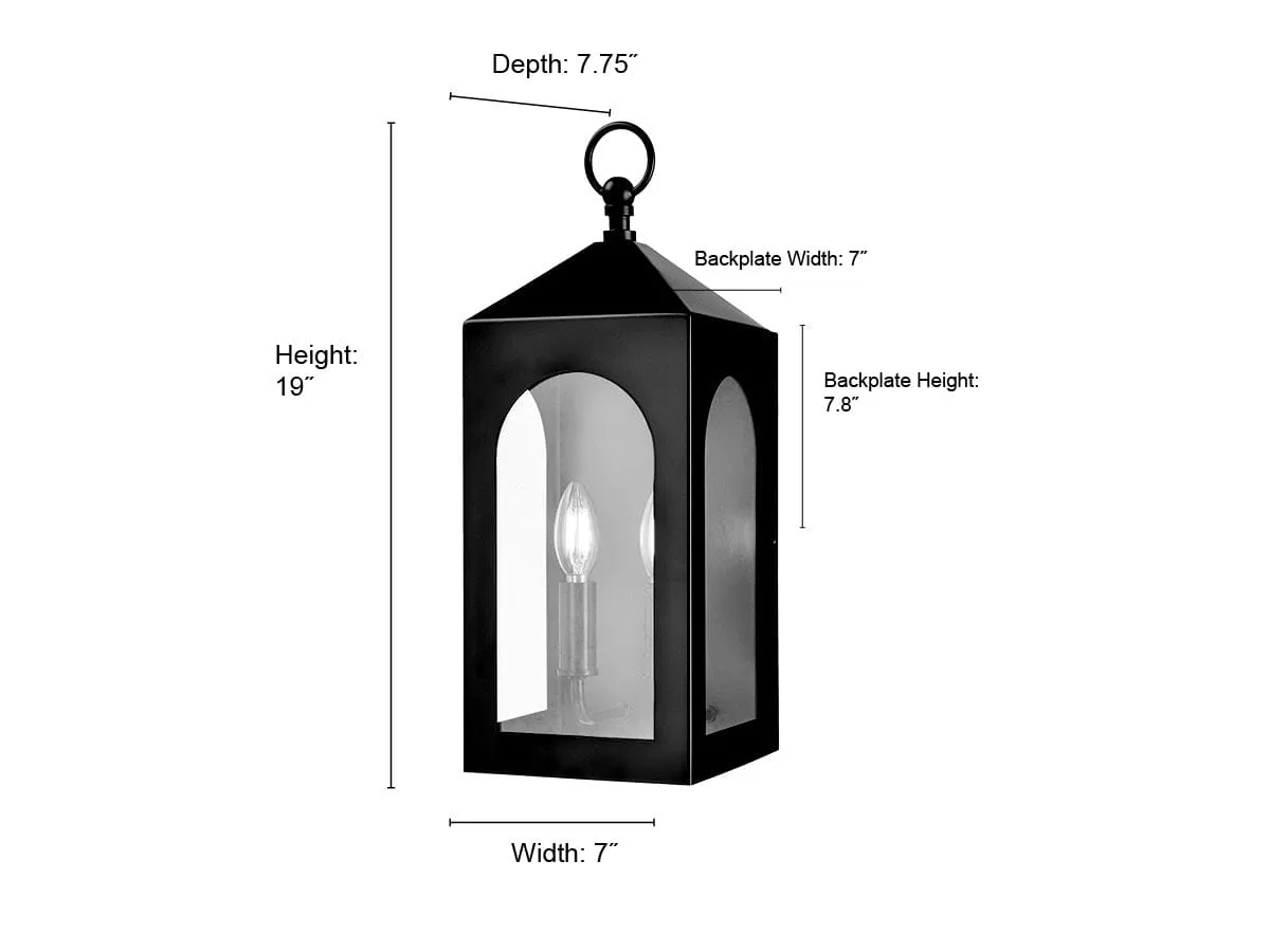 Bratton Outdoor Wall Sconce - Powder Coated Black - Clear Glass - 7.75in. Extension - E26 Candelabra Base