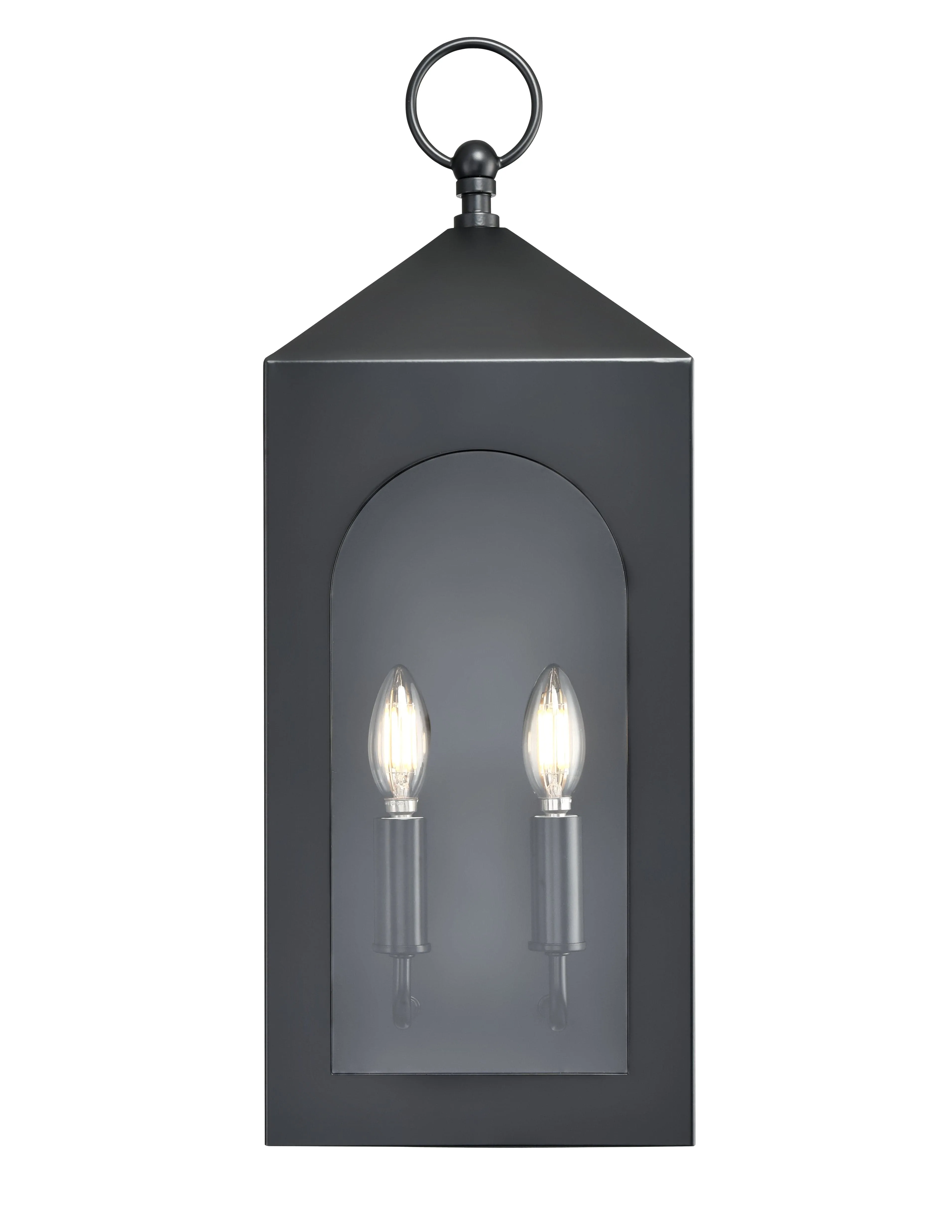 Bratton Outdoor Wall Sconce - Powder Coated Black - Clear Glass - 8.5in. Extension - E26 Candelabra Base