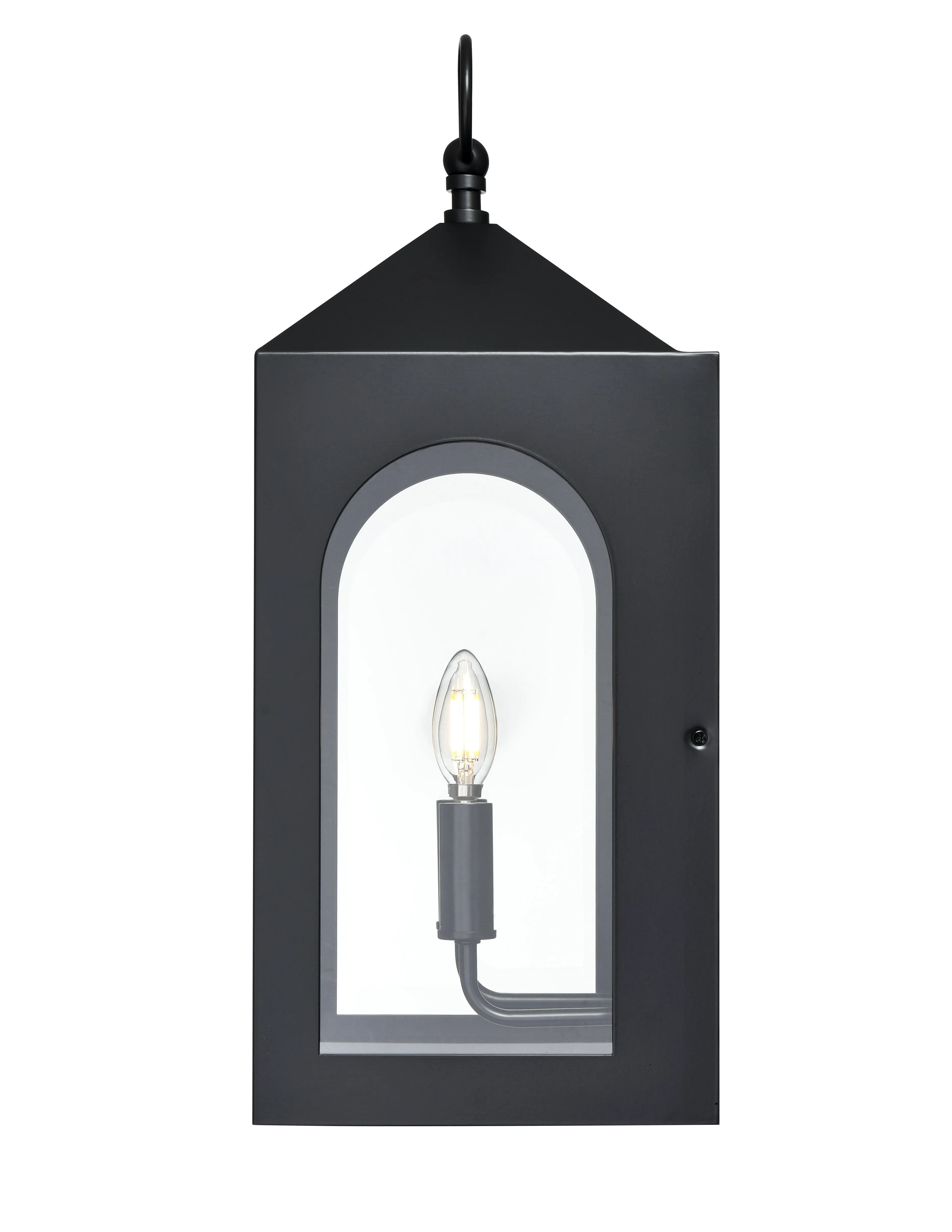 Bratton Outdoor Wall Sconce - Powder Coated Black - Clear Glass - 8.5in. Extension - E26 Candelabra Base