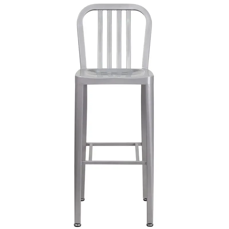 Brimmes 30"H Metal Barstool Gray w/Vertical Slat Back