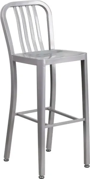 Brimmes 30"H Metal Barstool Gray w/Vertical Slat Back