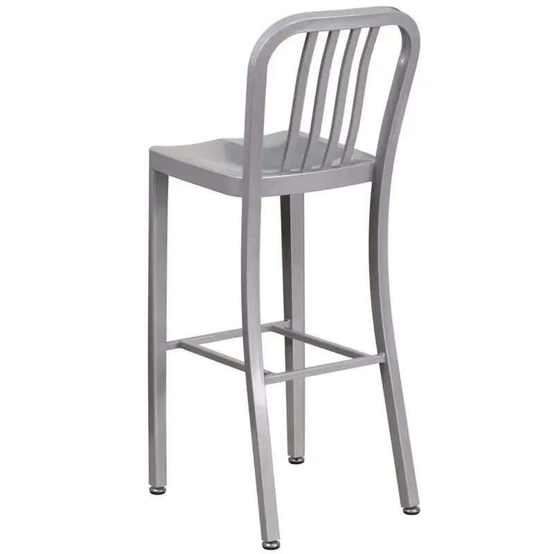 Brimmes 30"H Metal Barstool Gray w/Vertical Slat Back