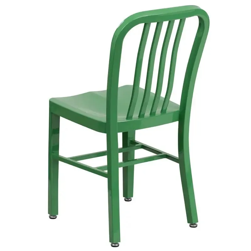 Brimmes Green Metal Chair w/Vertical Slat Back Back for Patio/Bar/Restaurant