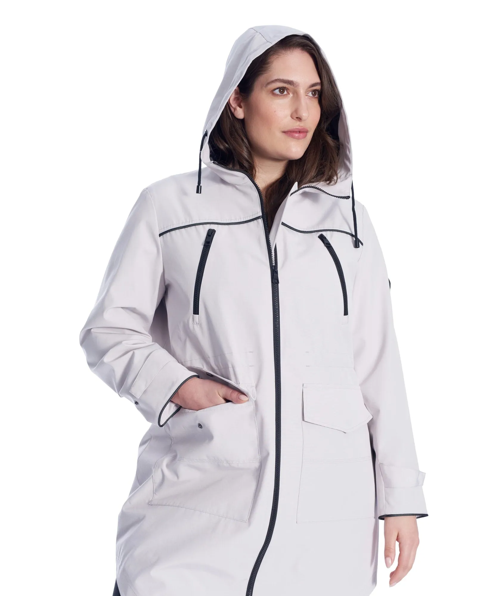 Drawstring Raincoat | Platinum