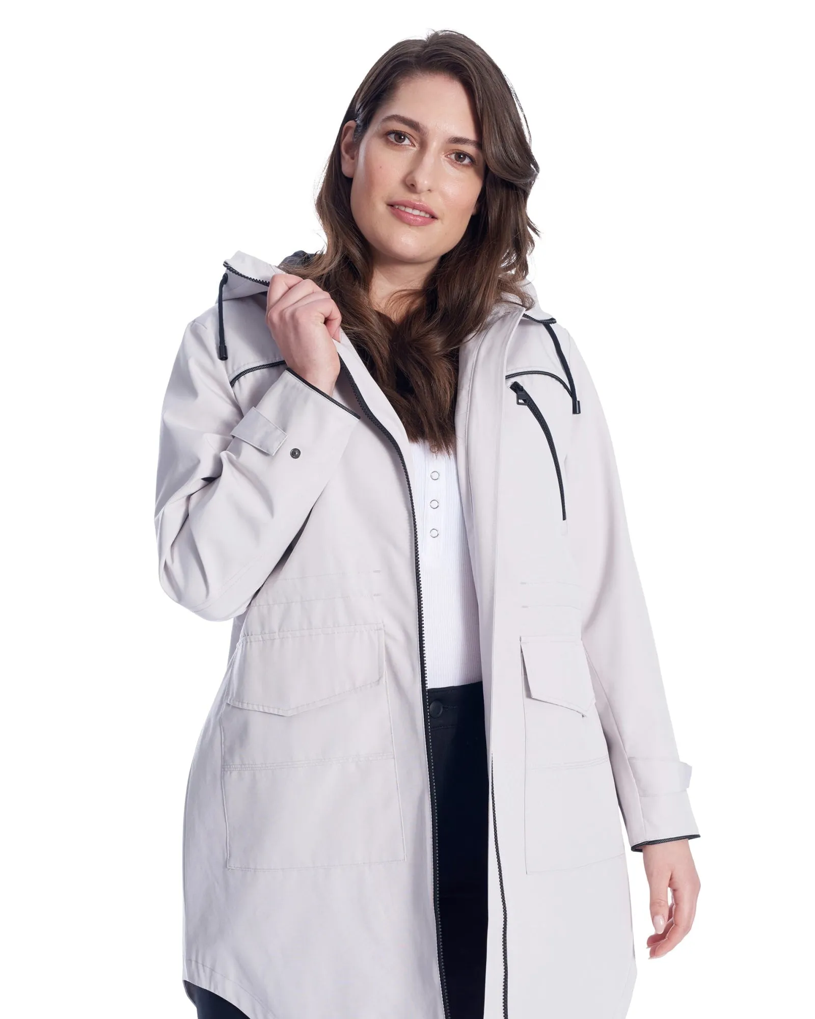 Drawstring Raincoat | Platinum