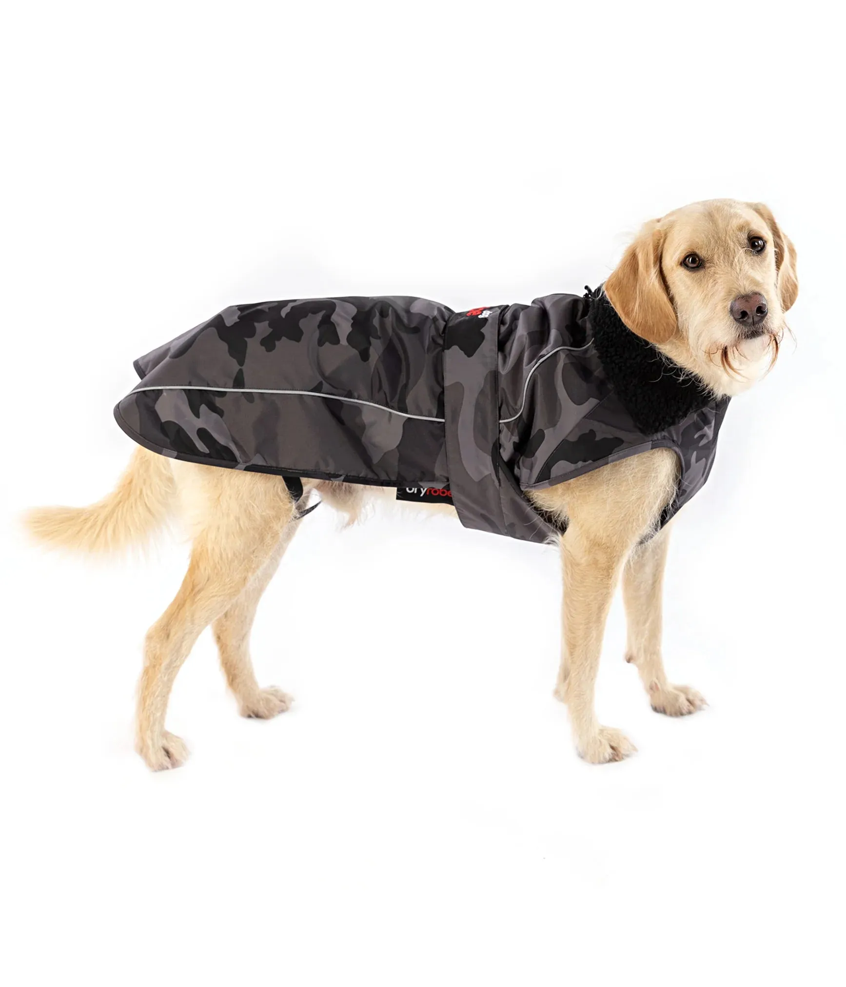 Dryrobe Dog Coat - Black Camo and Black