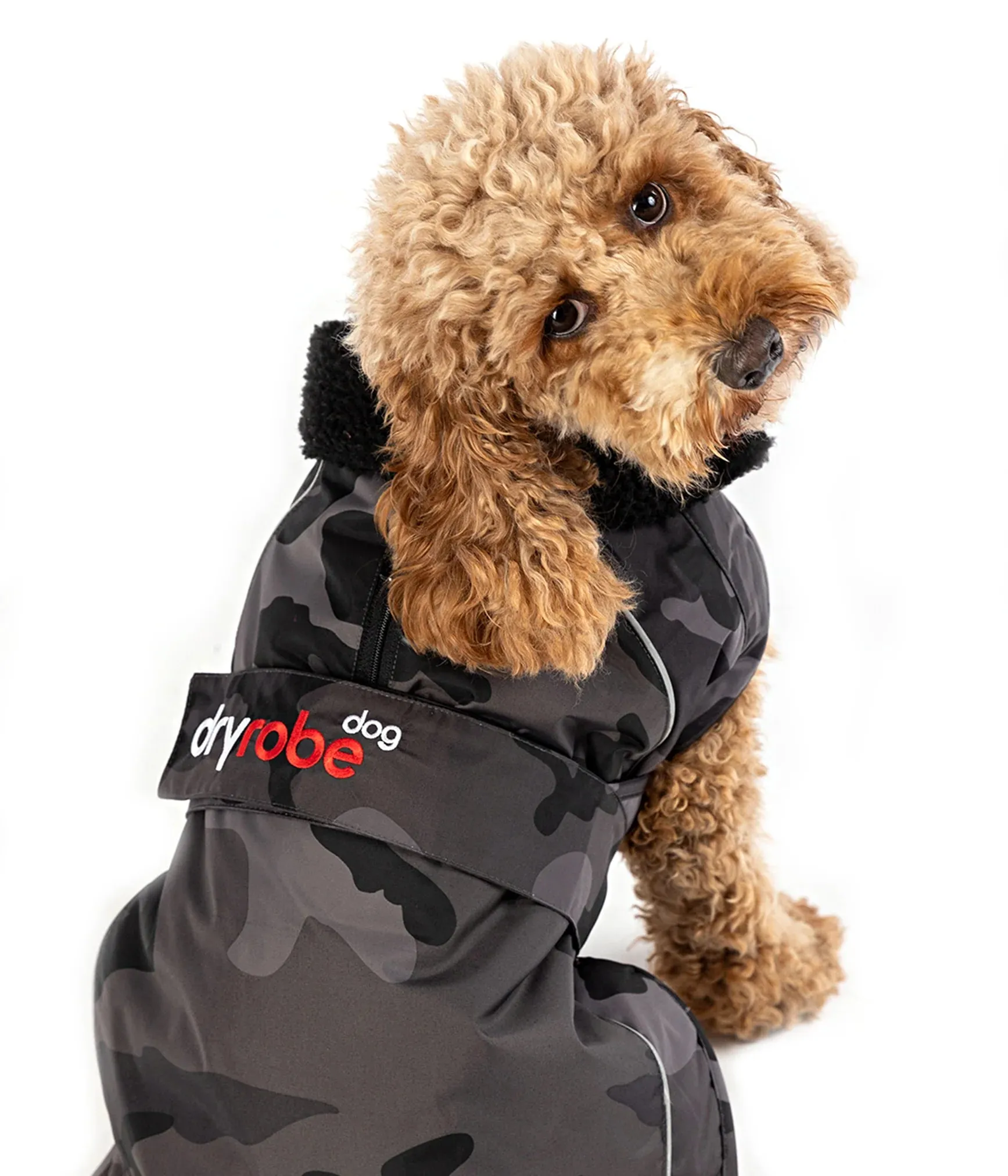 Dryrobe Dog Coat - Black Camo and Black