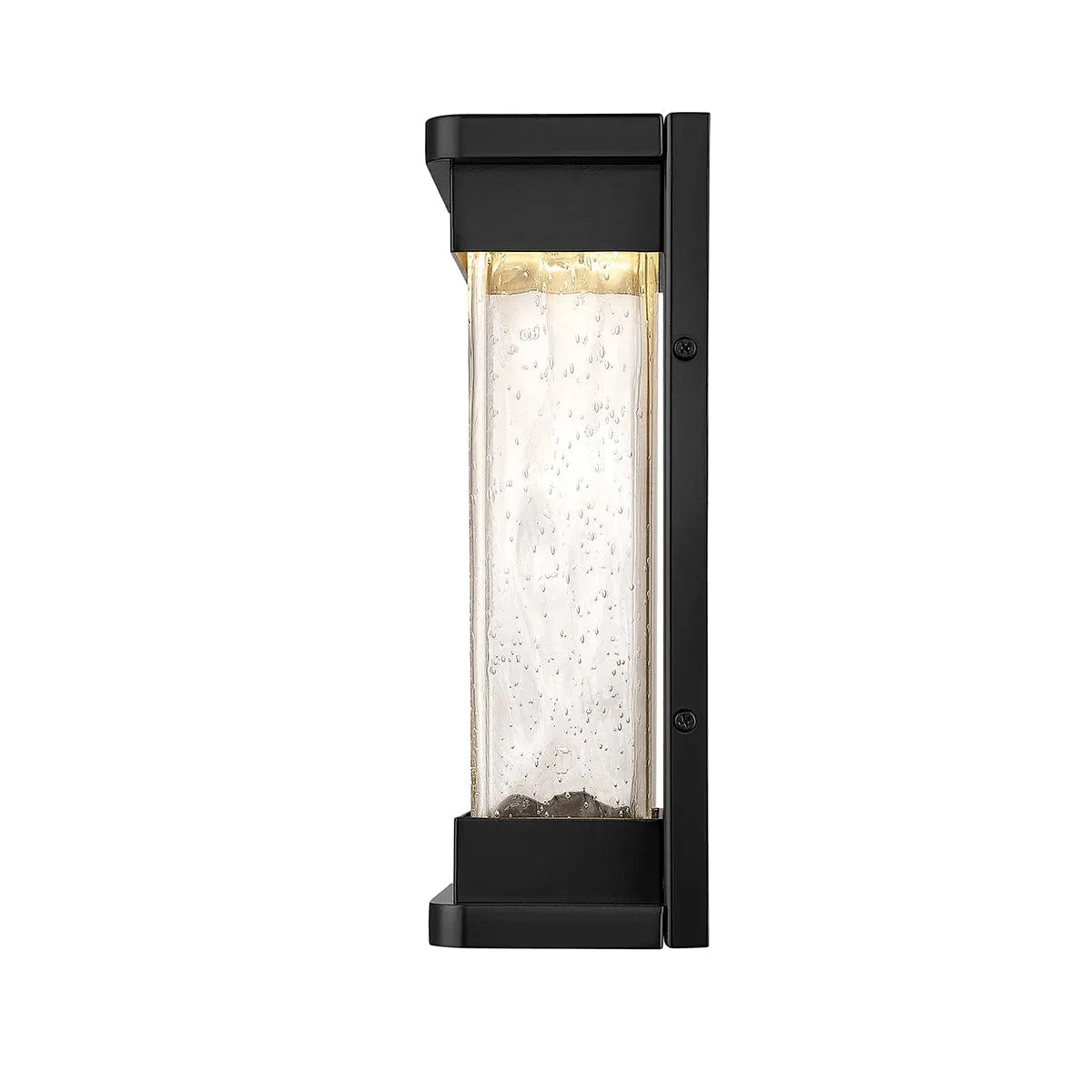 Ederle Outdoor Wall Lamp - Powder Coat Black - Clear Water Seeded Glass - 11W Integrated LED Module - 850lm - 12in. H - 3000K Warm White