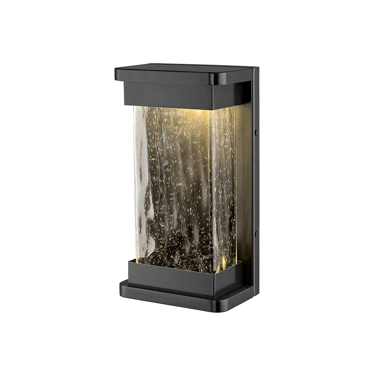 Ederle Outdoor Wall Lamp - Powder Coat Black - Clear Water Seeded Glass - 11W Integrated LED Module - 850lm - 12in. H - 3000K Warm White