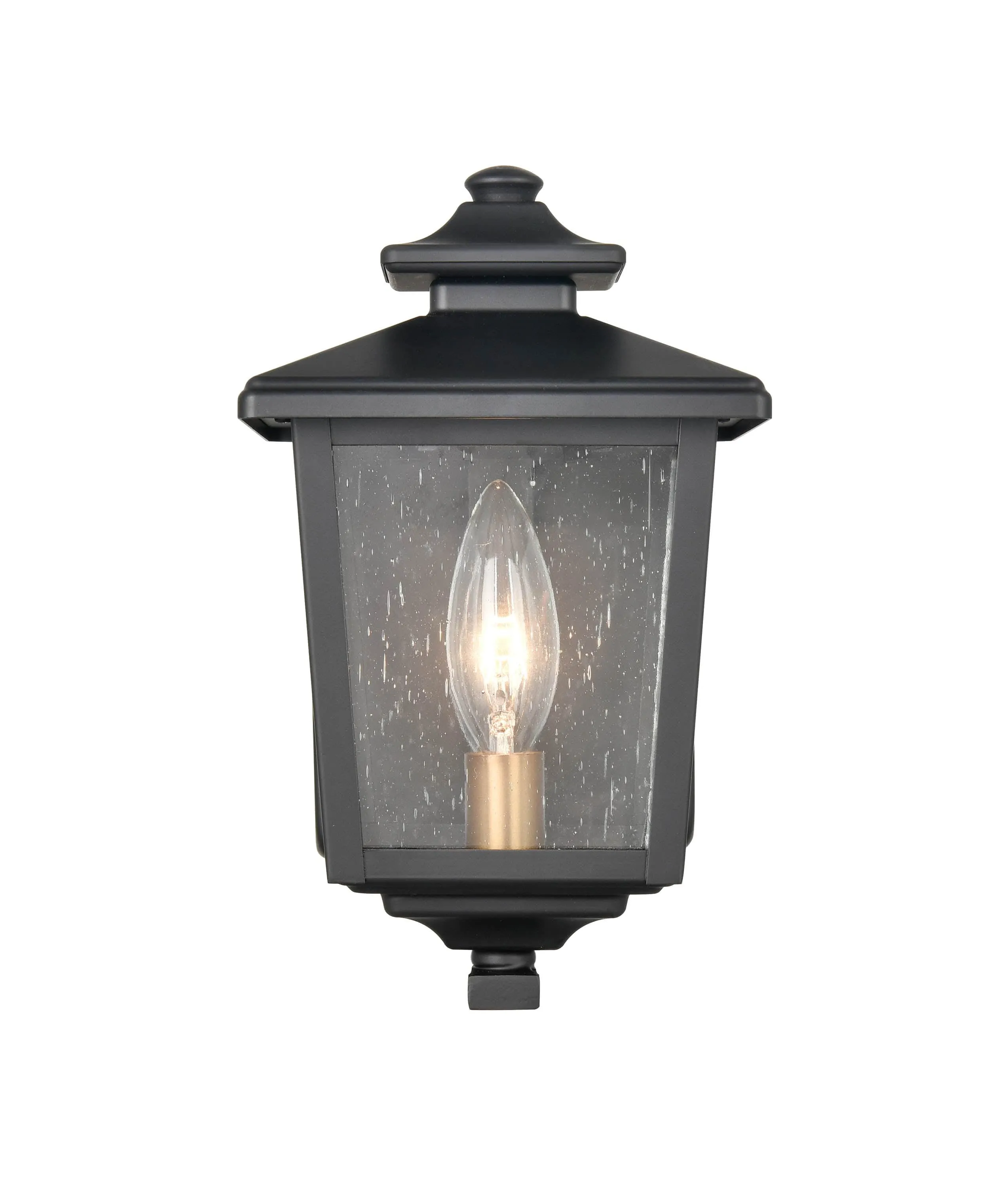 Eldrick Outdoor Wall Sconce - Powder Coat Black - Clear Seeded Glass - 6.375in. Extension - E12 Candelabra Base