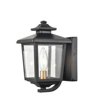 Eldrick Outdoor Wall Sconce - Powder Coat Black - Clear Seeded Glass - 6.375in. Extension - E12 Candelabra Base