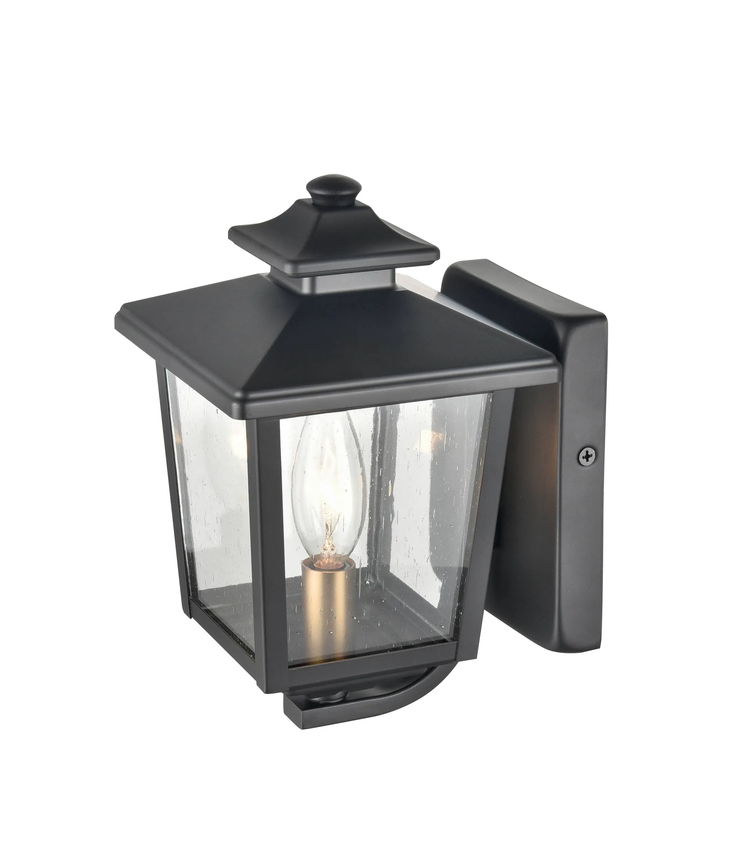 Eldrick Outdoor Wall Sconce - Powder Coat Black - Clear Seeded Glass - 6.375in. Extension - E12 Candelabra Base