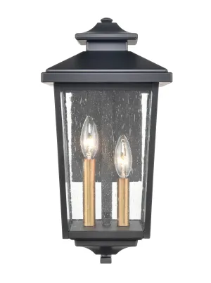 Eldrick Outdoor Wall Sconce - Powder Coat Black - Clear Seeded Glass - 9.125in Extension - E12 Candelabra Base