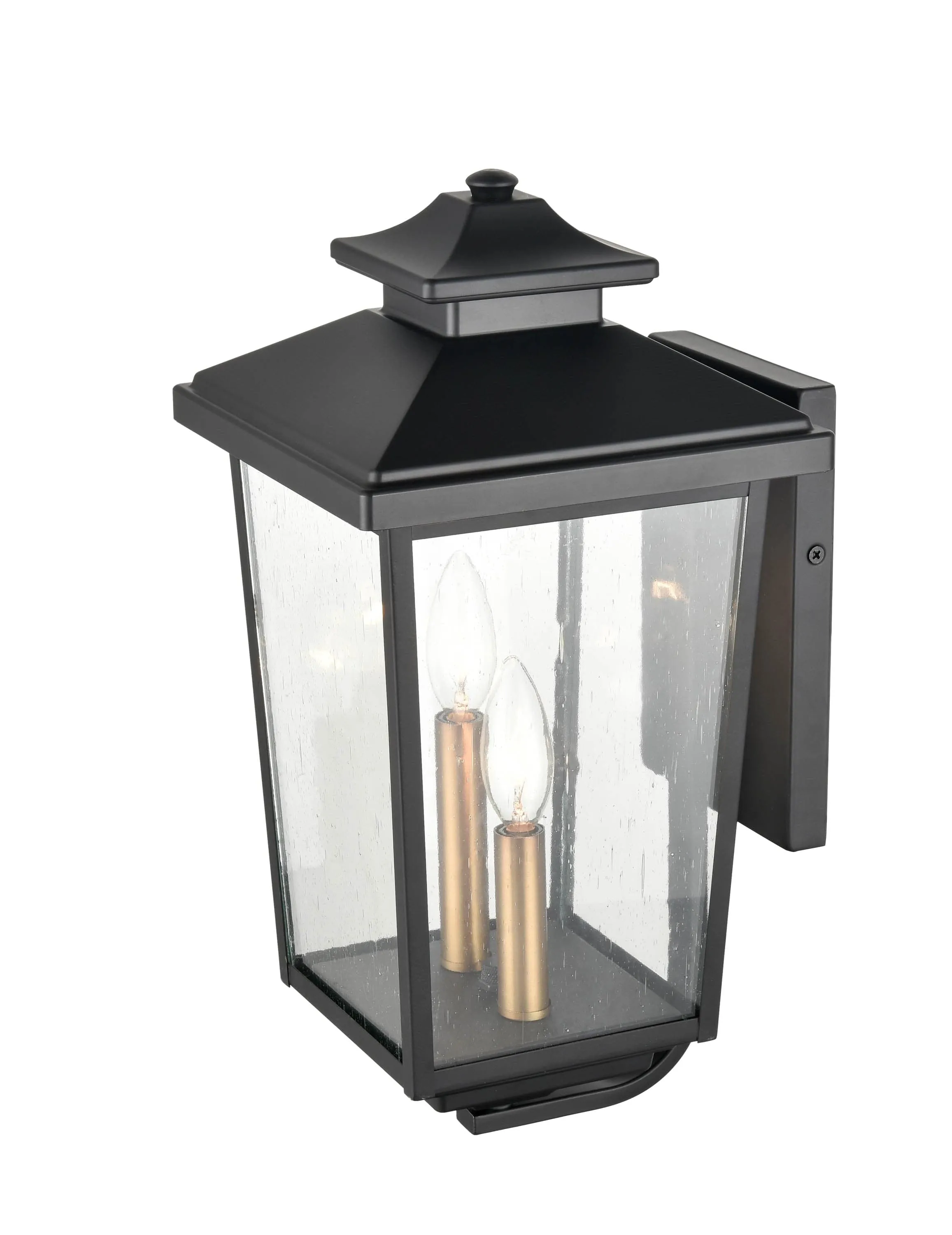 Eldrick Outdoor Wall Sconce - Powder Coat Black - Clear Seeded Glass - 9.125in Extension - E12 Candelabra Base