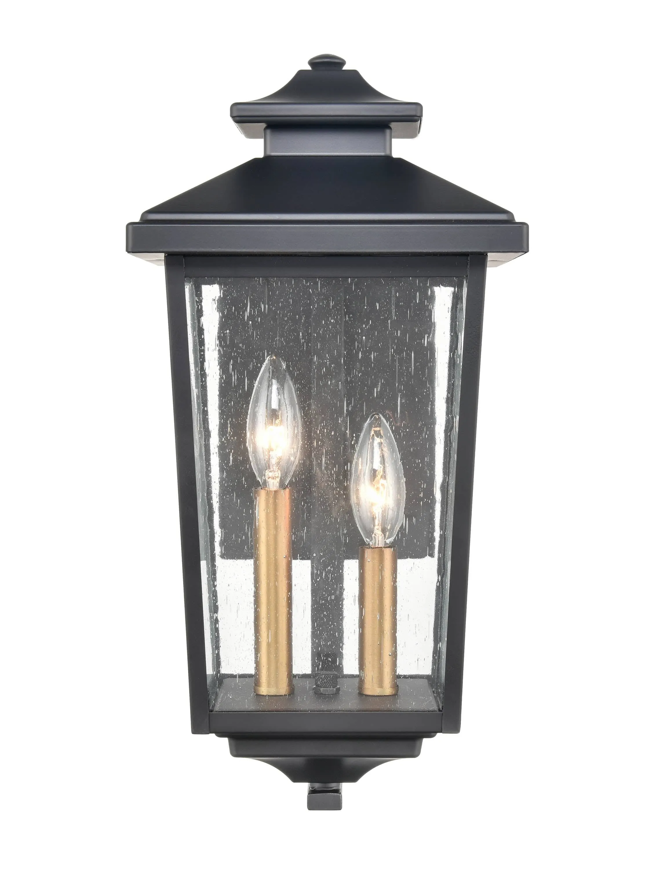 Eldrick Outdoor Wall Sconce - Powder Coat Black - Clear Seeded Glass - 9.125in Extension - E12 Candelabra Base