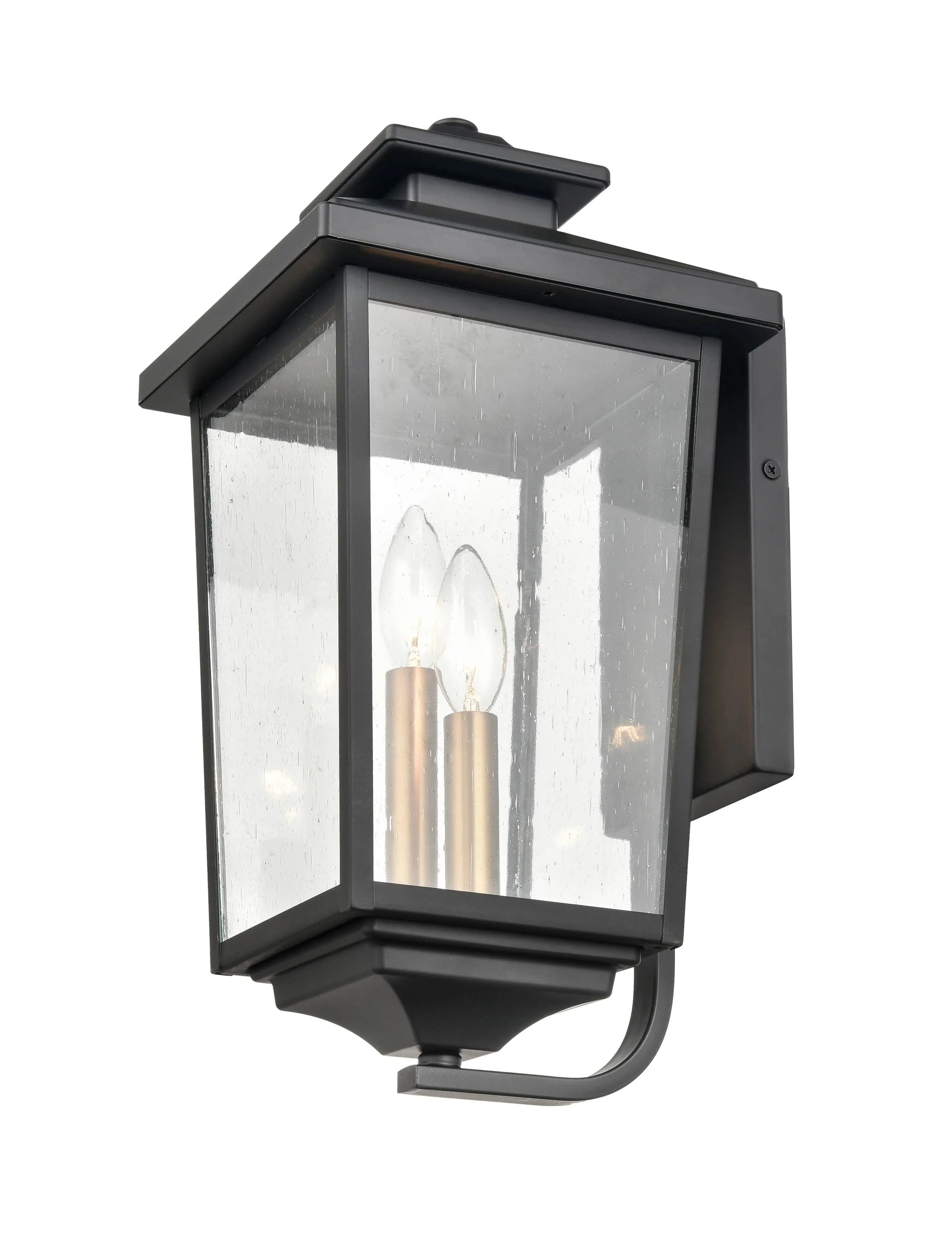 Eldrick Outdoor Wall Sconce - Powder Coat Black - Clear Seeded Glass - 9.125in Extension - E12 Candelabra Base