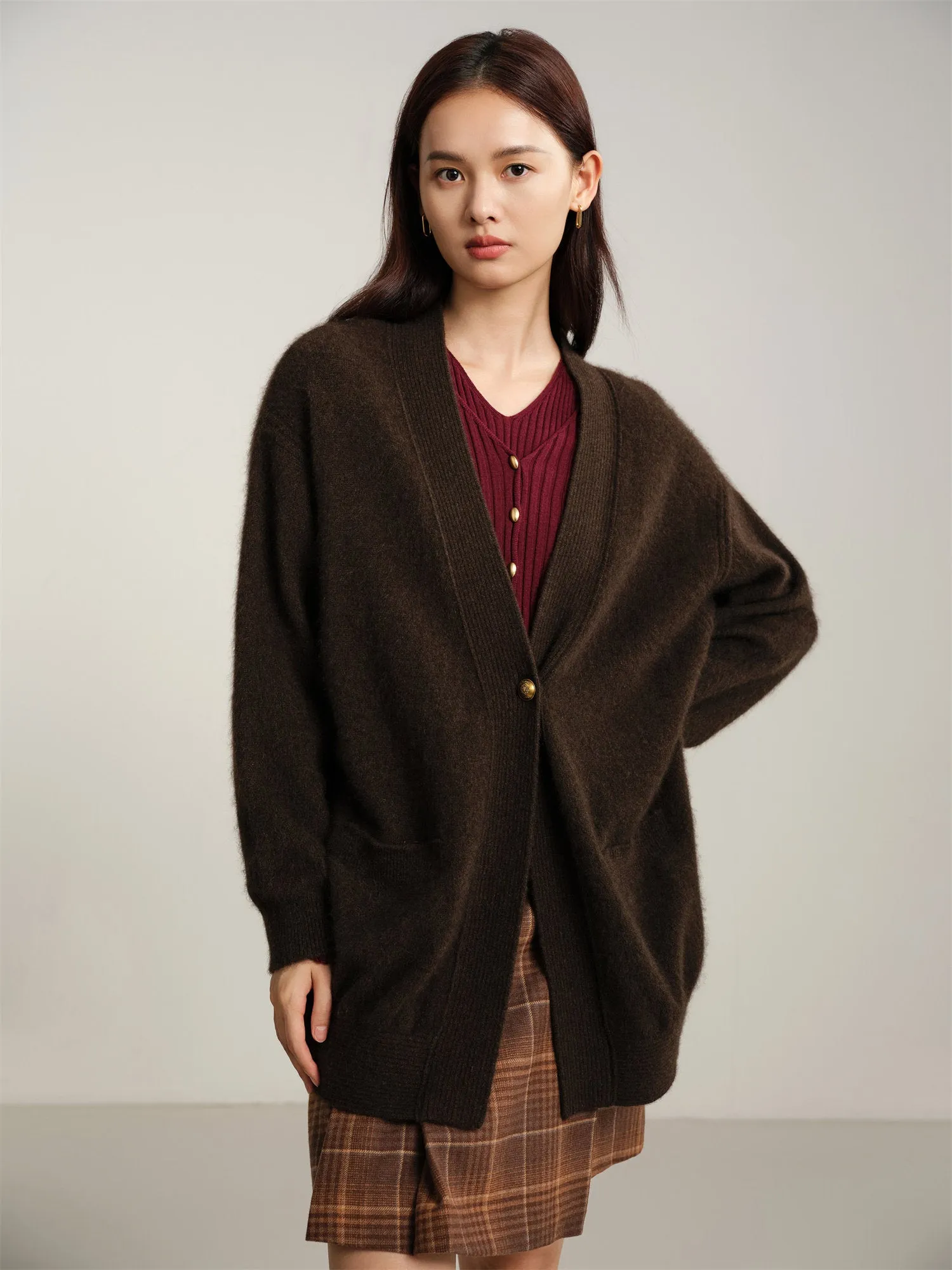 EP YAYING Yak Wool Knitted Cardigan