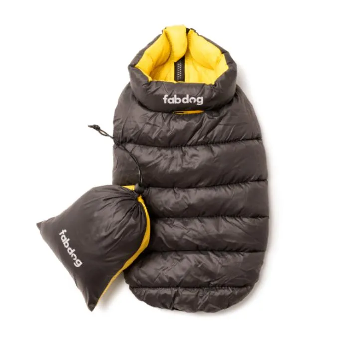 Fabdog | Yellow & Grey - 'Pack N' Go' Reversible Dog Puffer Jacket