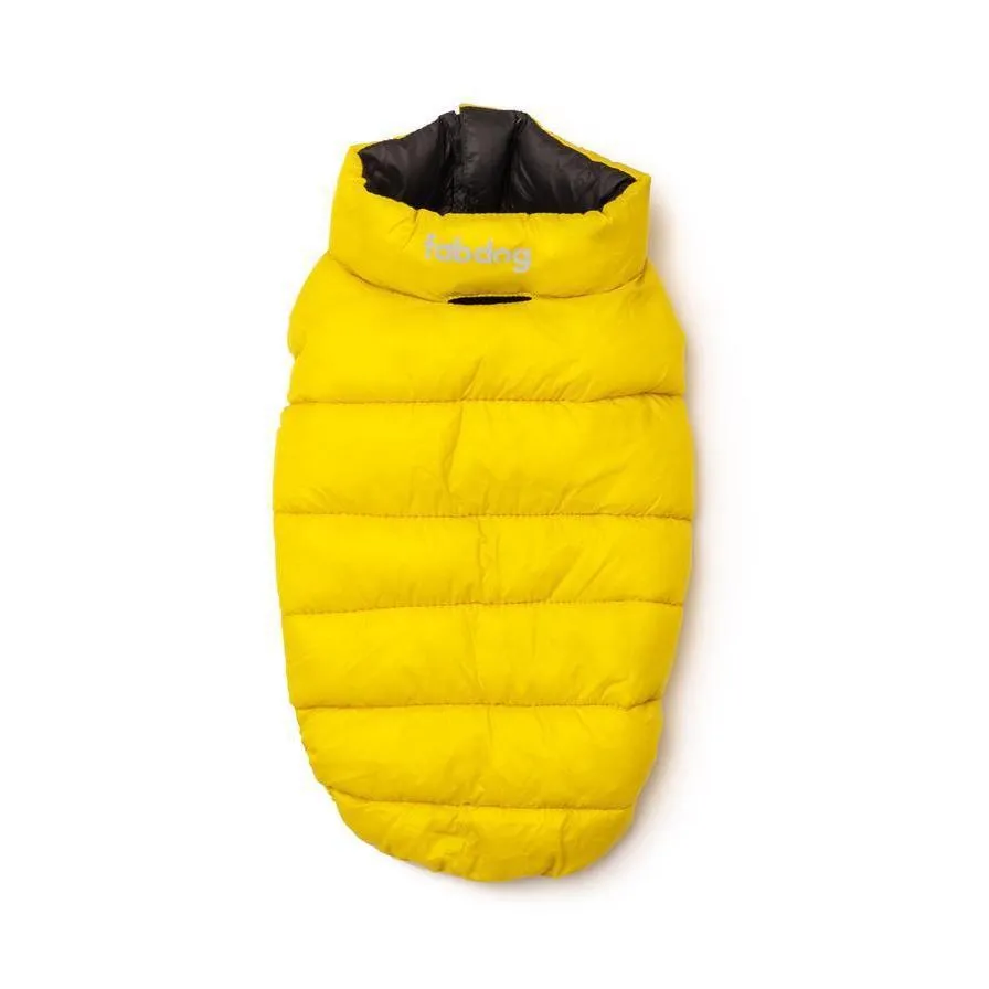 Fabdog | Yellow & Grey - 'Pack N' Go' Reversible Dog Puffer Jacket