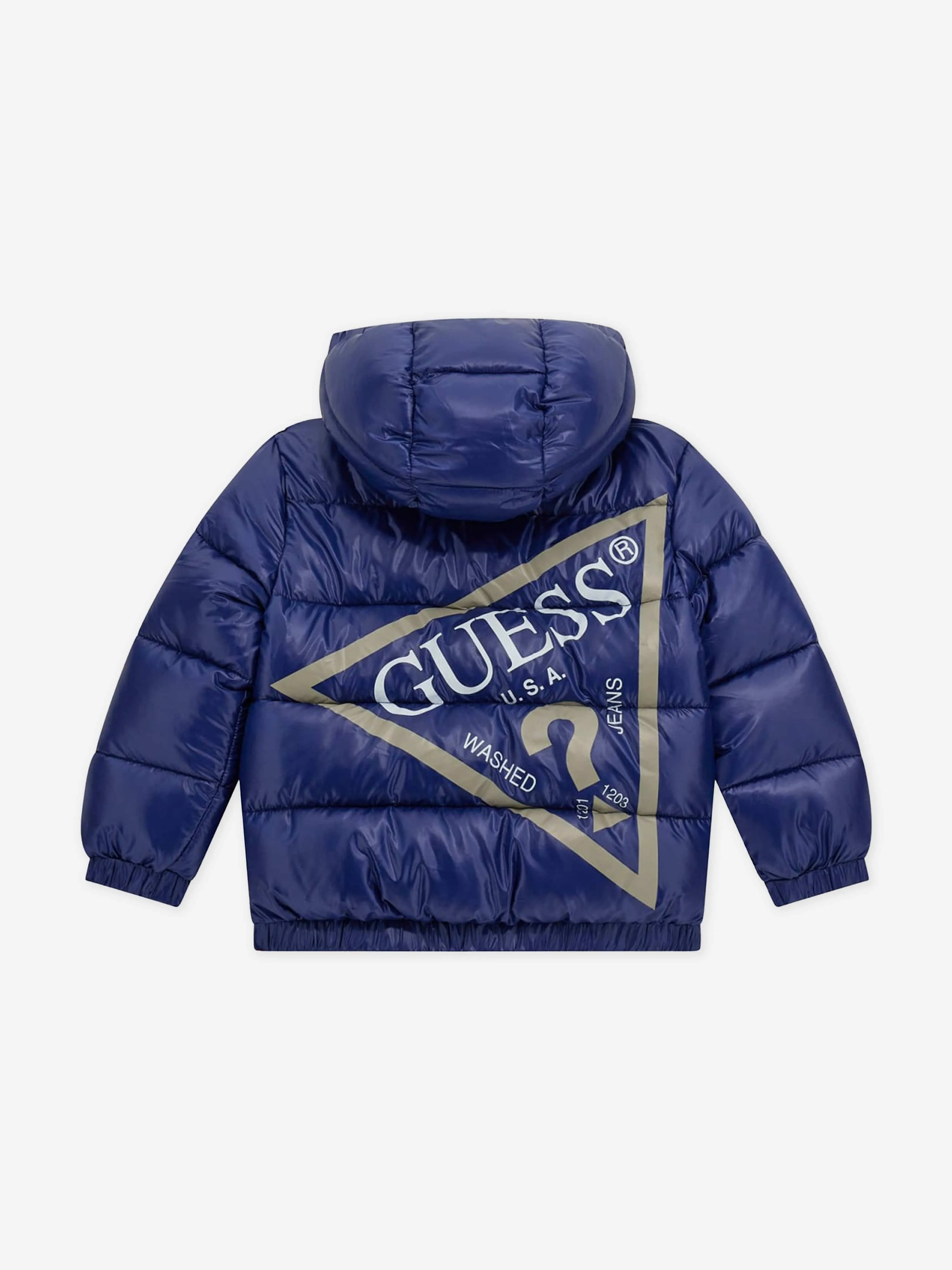 Guess Boys Hooded Padded Jacket in Blue