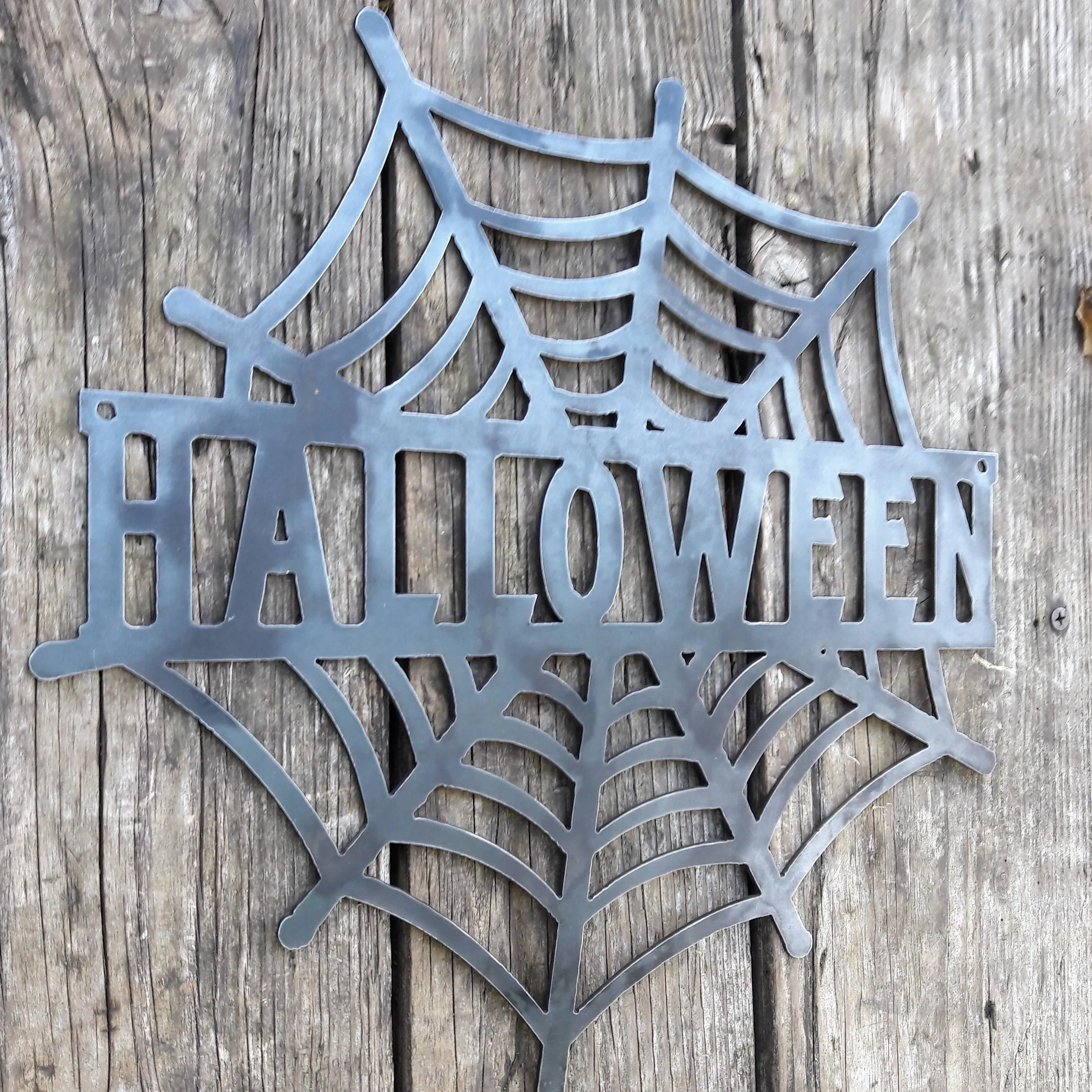 HALLOWEEN Spider Web - Halloween Decorations, Door Hanger, Wall Decor - Custom Metal Sign