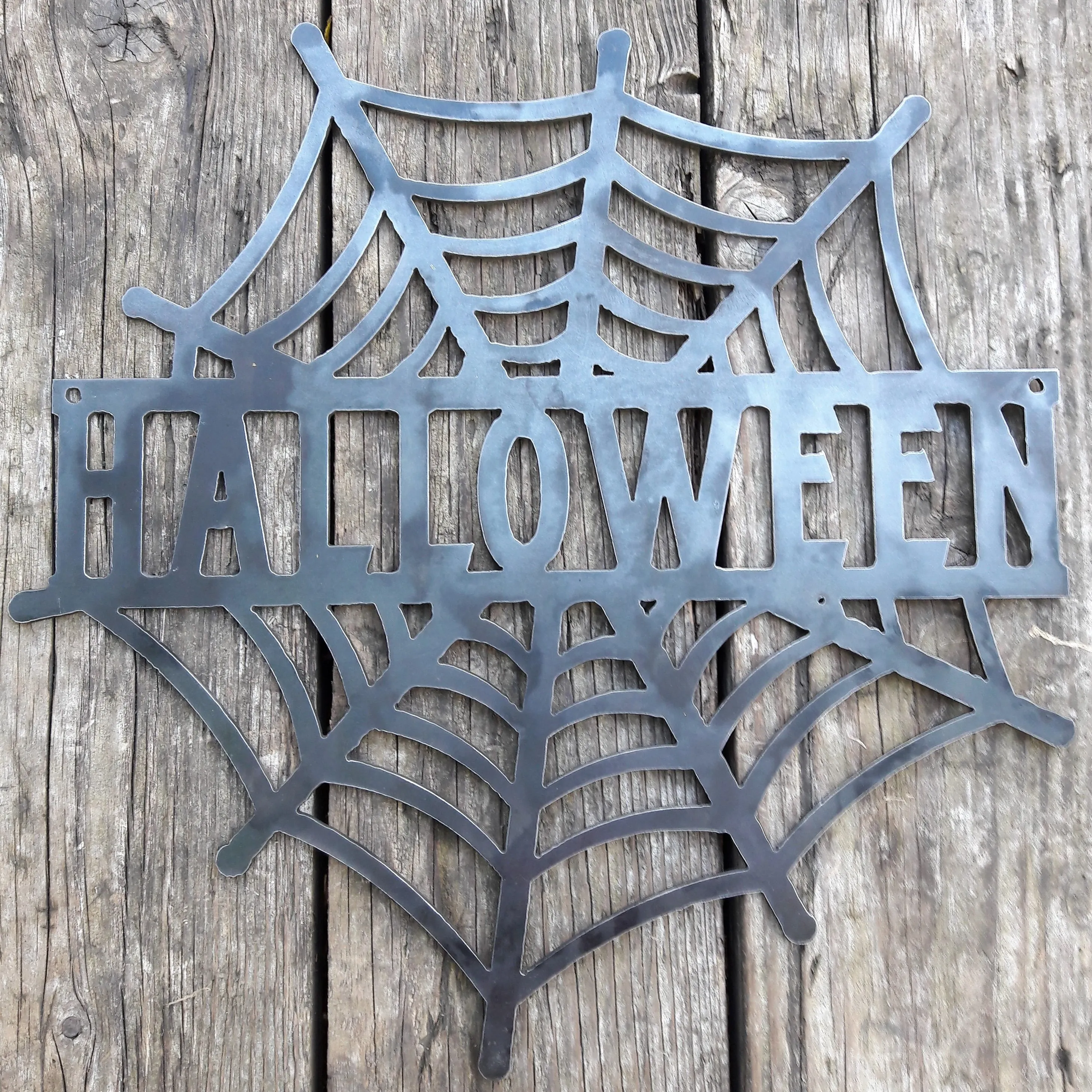 HALLOWEEN Spider Web - Halloween Decorations, Door Hanger, Wall Decor - Custom Metal Sign