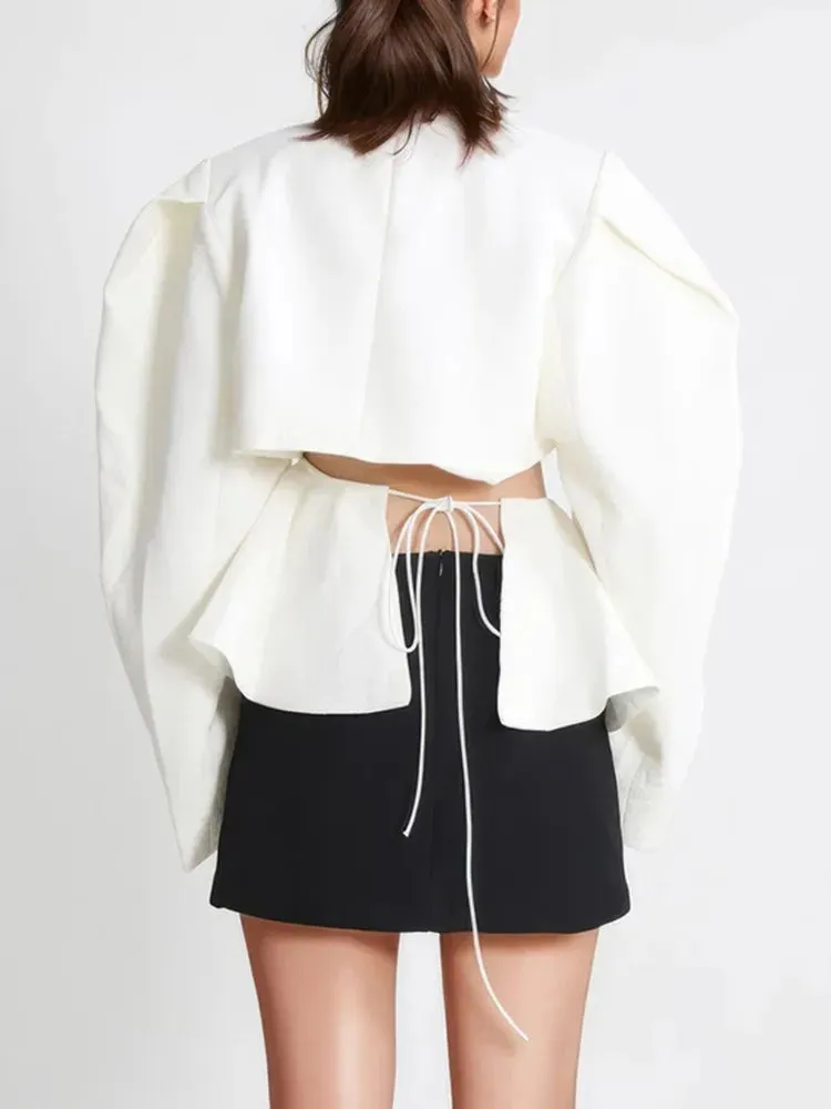 HEYFANCYSTYLE Casual White Asymmetrical Blazer