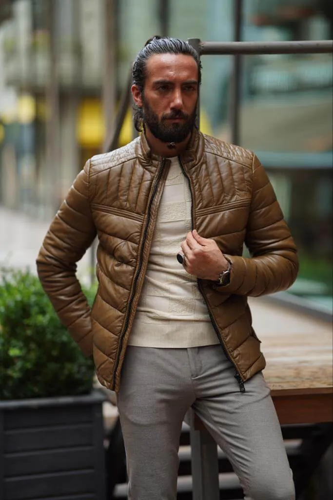 HolloMen Brown Leather Jacket