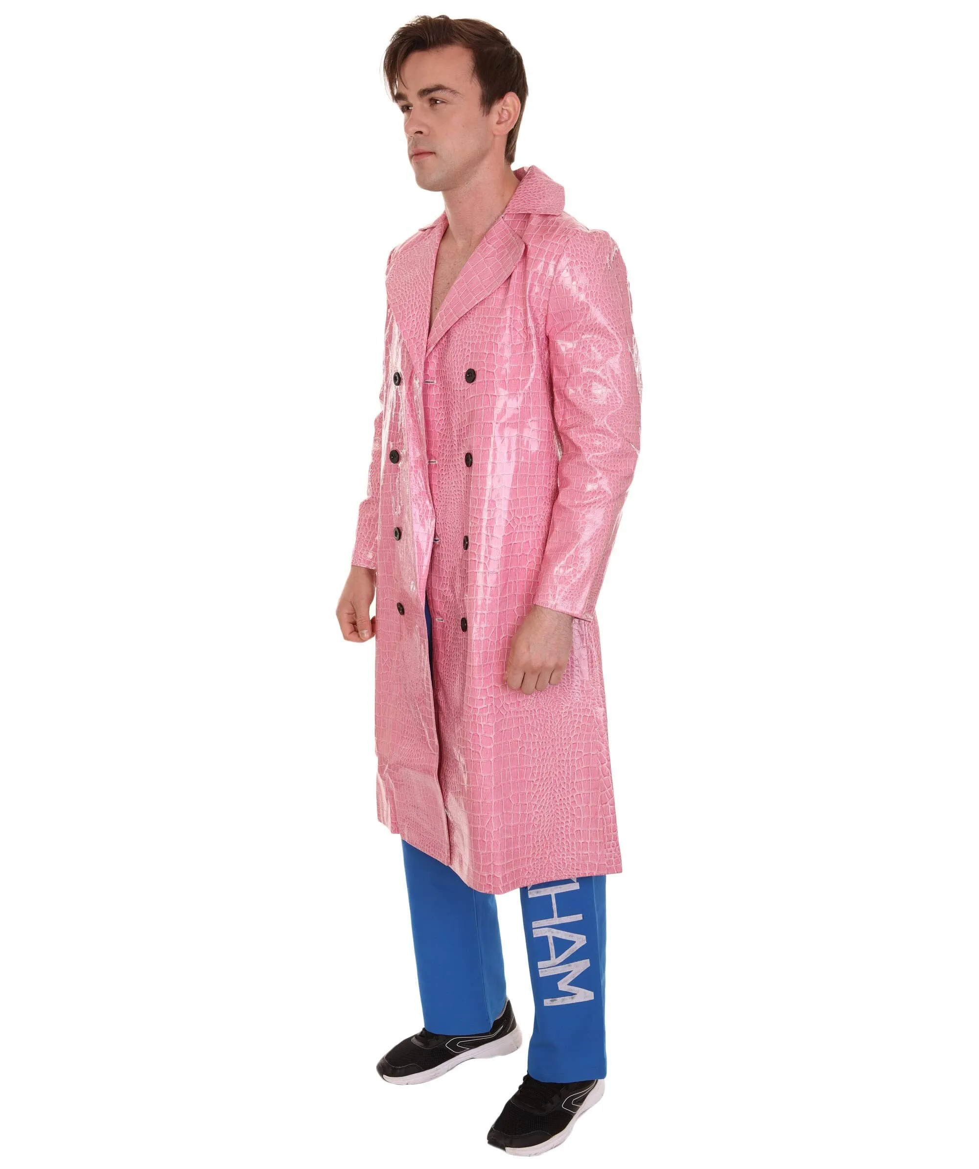 HPO Adult Men's Deluxe Sadistic Villain Pink & Blue Jokester Trench Coat Costume | Multiple Sizes