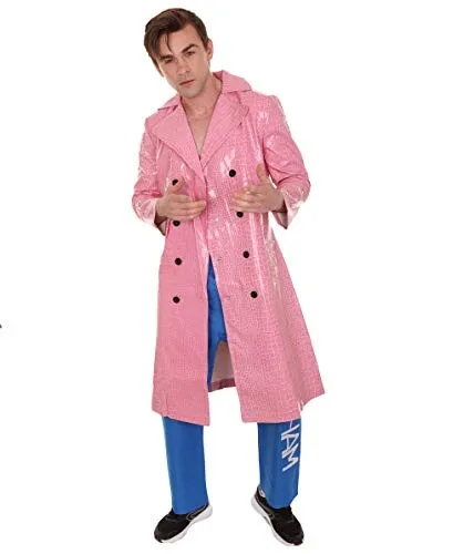 HPO Adult Men's Deluxe Sadistic Villain Pink & Blue Jokester Trench Coat Costume | Multiple Sizes