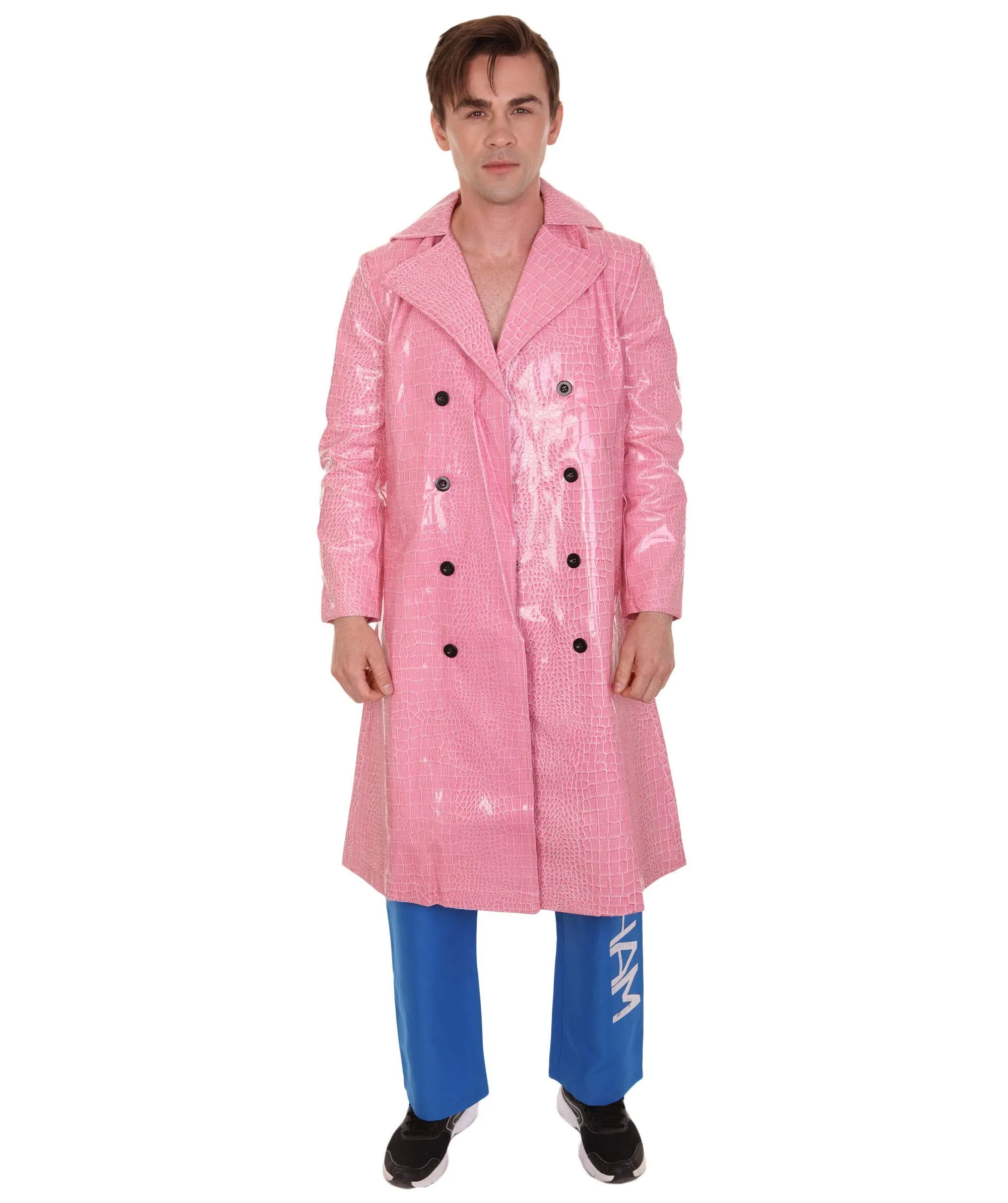 HPO Adult Men's Deluxe Sadistic Villain Pink & Blue Jokester Trench Coat Costume | Multiple Sizes